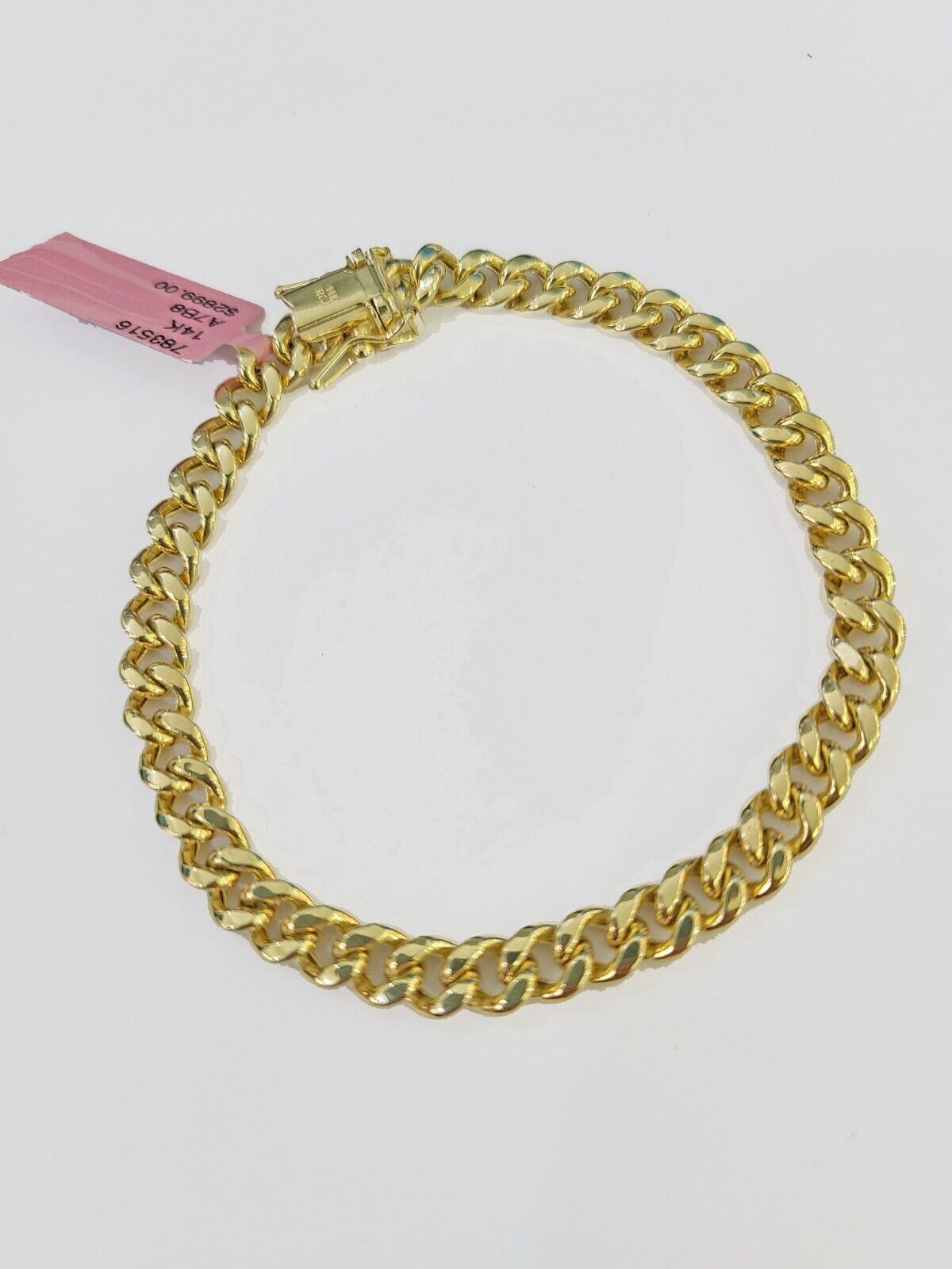 14K Gold Miami Cuban Bracelet 7" Inch 6mm Box Clasp Link men women, REAL 14KT - GoldenlinQ