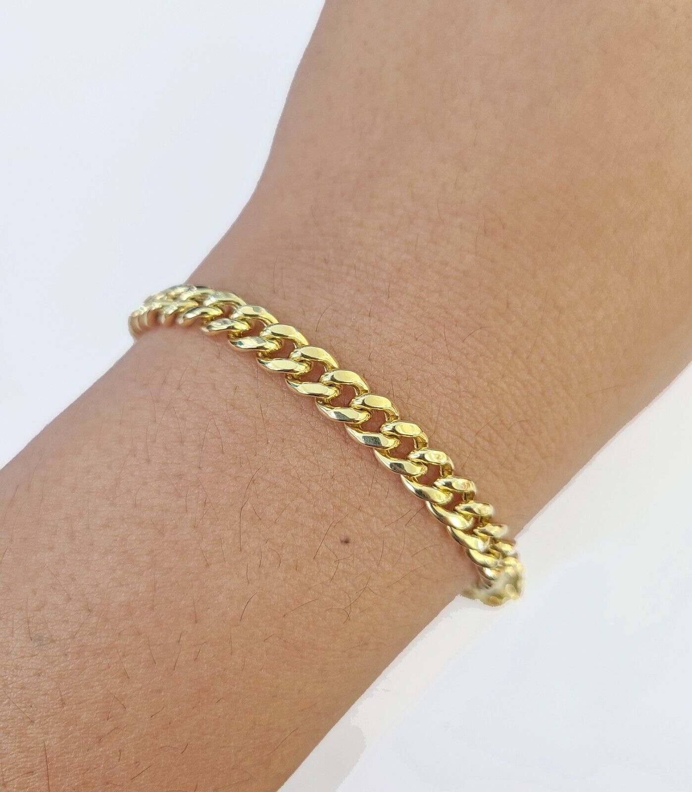 14K Gold Miami Cuban Bracelet 7" Inch 6mm Box Clasp Link men women, REAL 14KT - GoldenlinQ