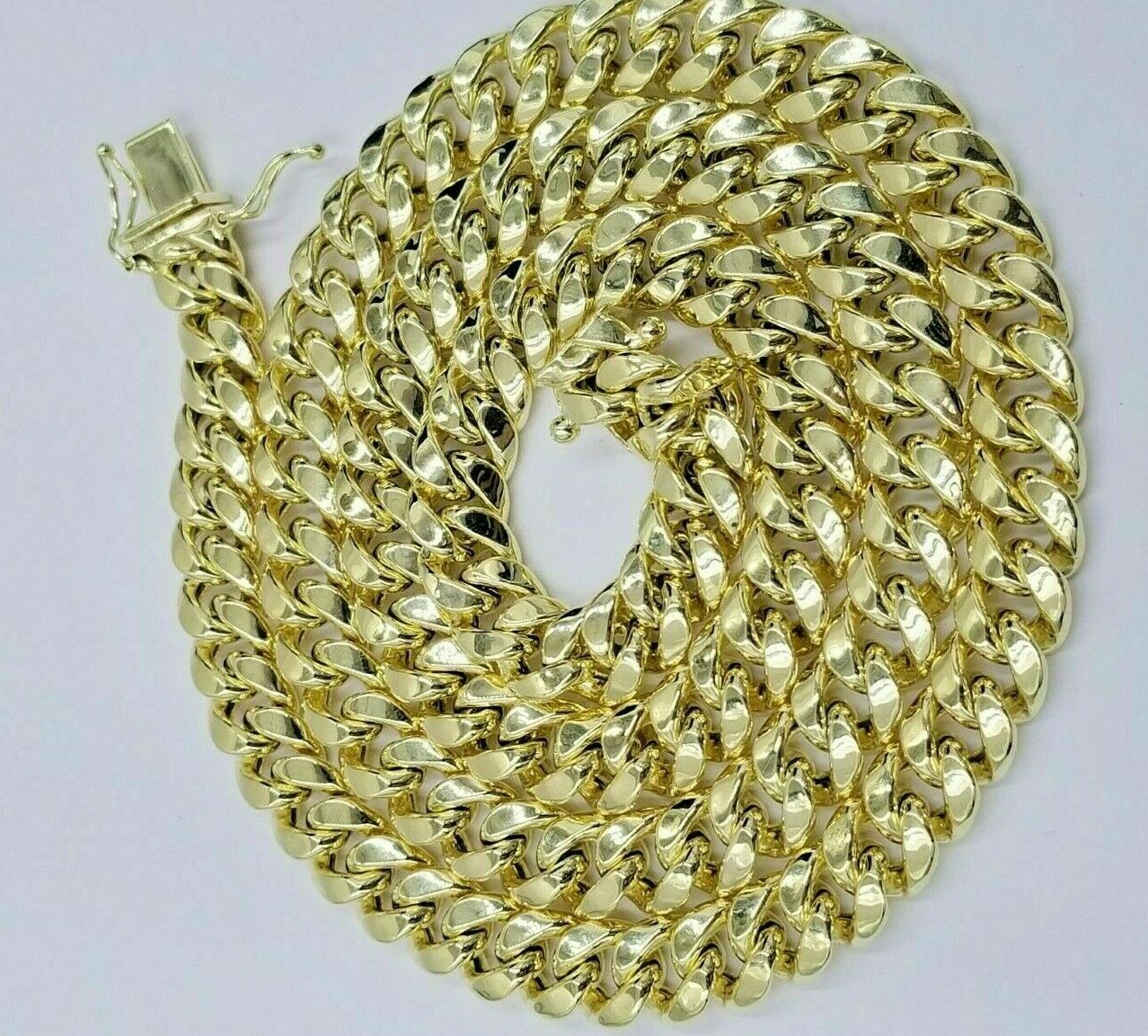 14k Gold Miami Cuban link chain 8mm 28" Inch Box Clasp REAL 14kt Yellow Gold - GoldenlinQ