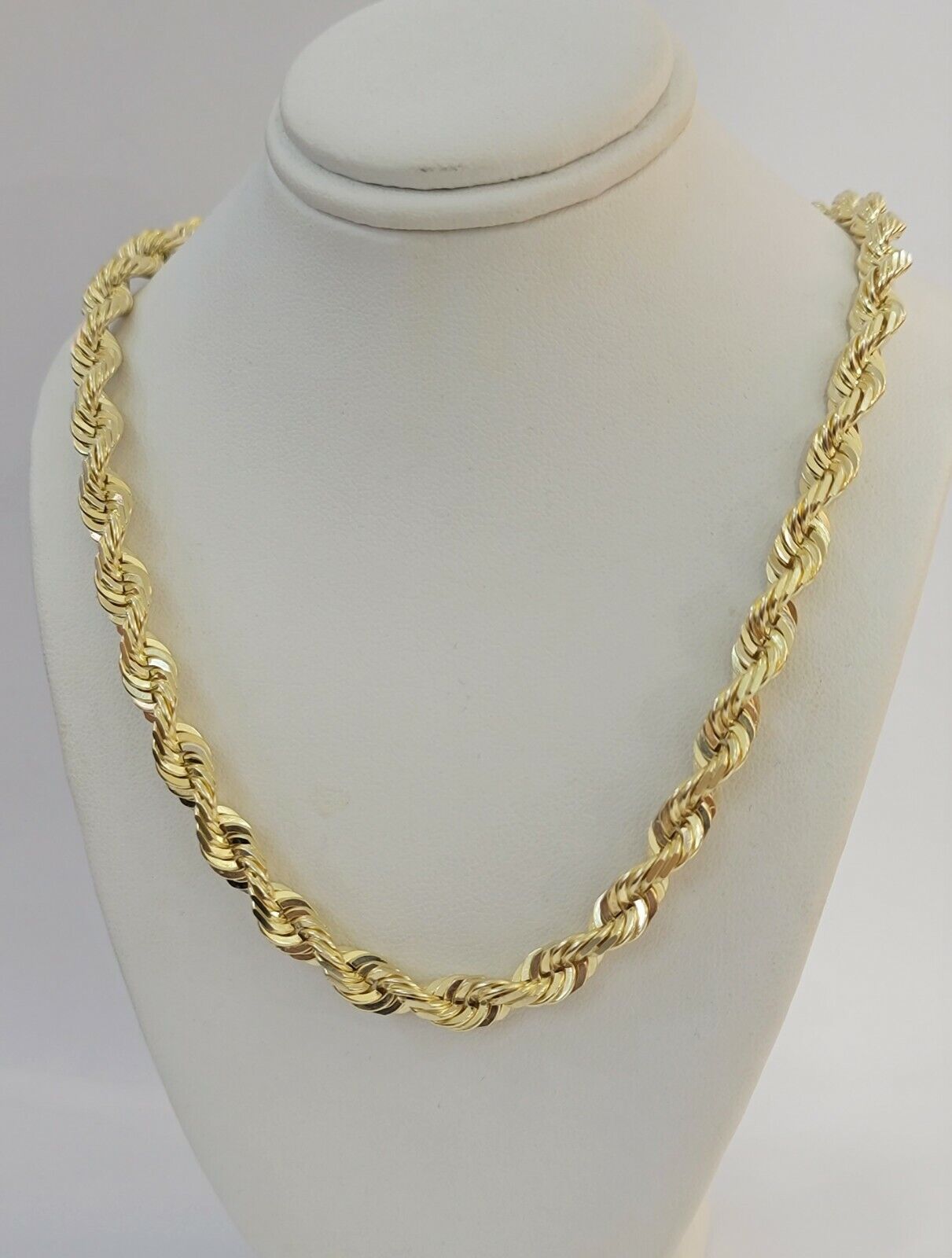 14k Gold Rope Chain 7mm 22 Inch Necklace Diamond Cuts Men's REAL 14 KT SOLID - GoldenlinQ