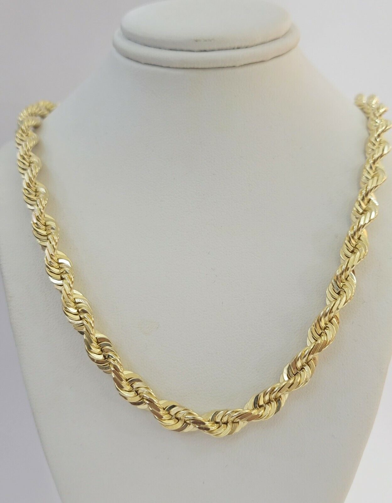 14k Gold Rope Chain 7mm 22 Inch Necklace Diamond Cuts Men's REAL 14 KT SOLID - GoldenlinQ