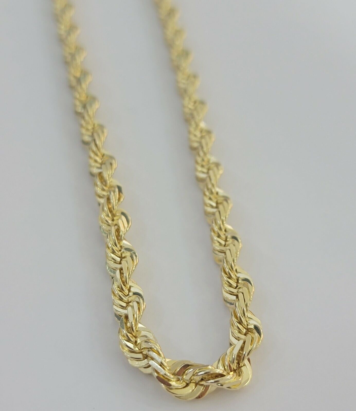 14k Gold Rope Chain 7mm 22 Inch Necklace Diamond Cuts Men's REAL 14 KT SOLID - GoldenlinQ