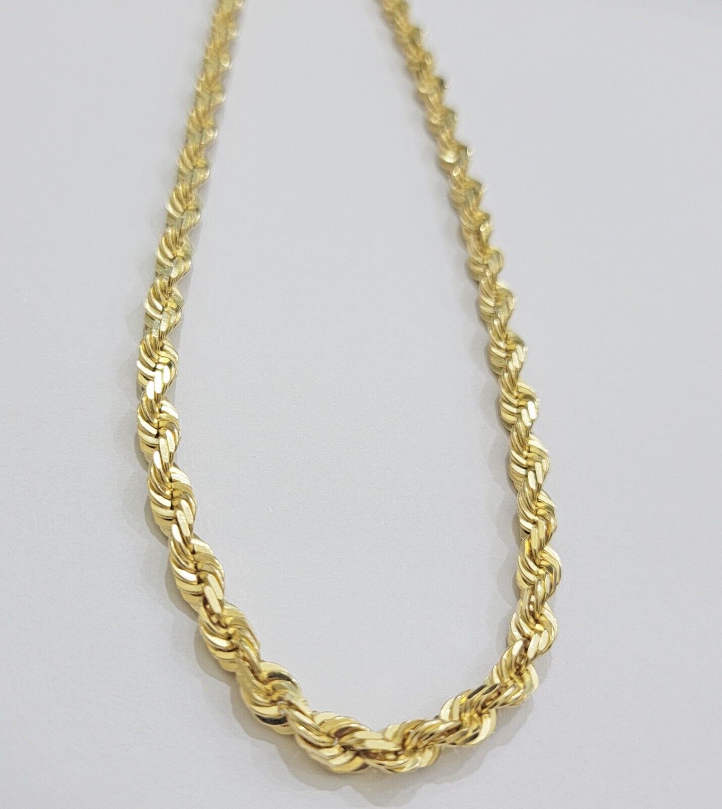 14k Gold Rope Chain Necklace 5mm Real 14kt Yellow Gold 18 - 28 Inch Diamond Cut - GoldenlinQ
