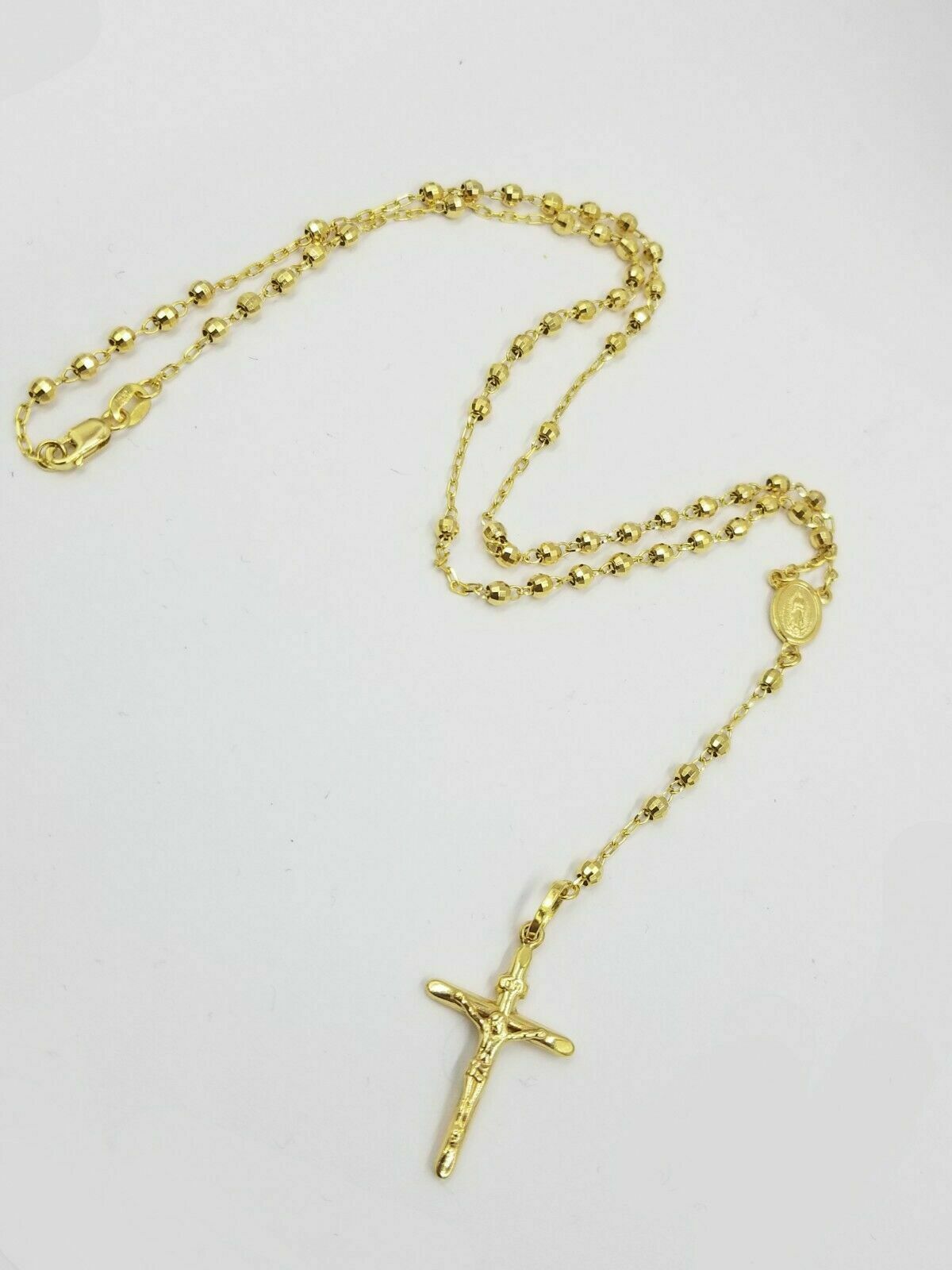 Yellow Jesus Chain 14k Gold Rosary Necklace 18