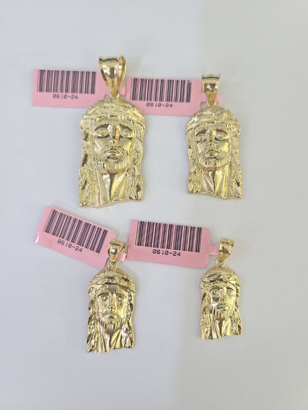 14k Jesus Head Pendant Charm Yellow Gold Men Women 1.75" 1.5" 1.25" 1" Real - GoldenlinQ