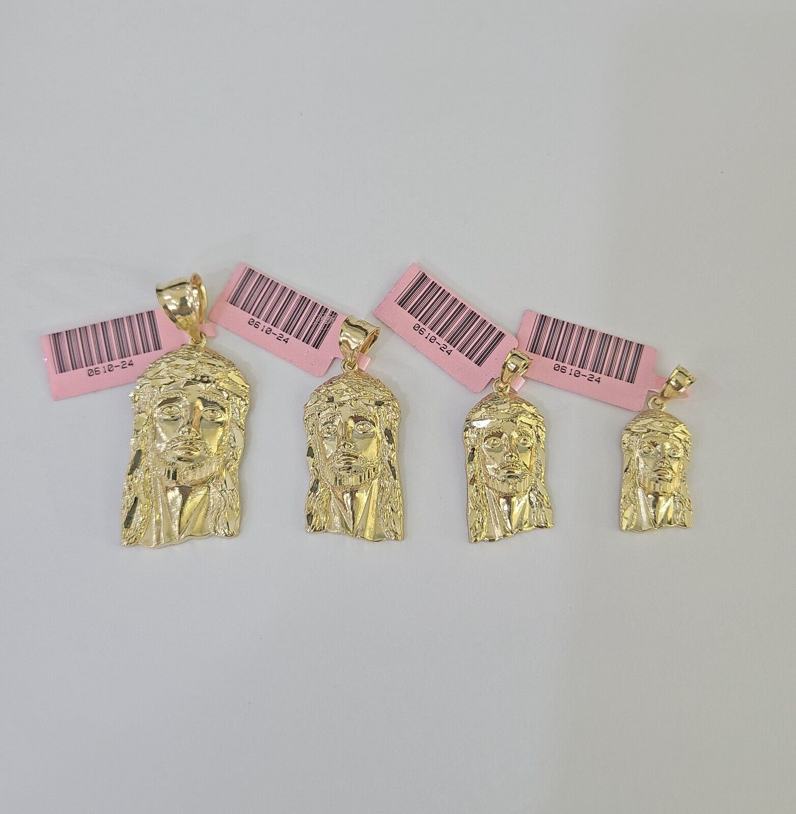 14k Jesus Head Pendant Charm Yellow Gold Men Women 1.75" 1.5" 1.25" 1" Real - GoldenlinQ