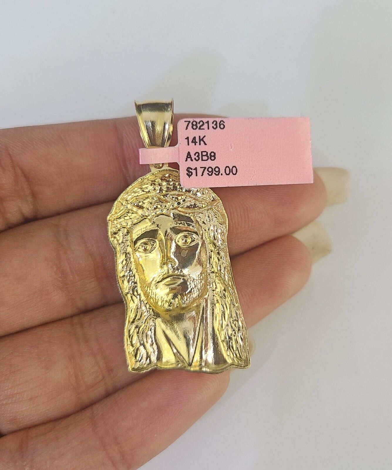 14k Miami Cuban Chain Jesus Head Charm Yellow Gold Set 3mm 18" - 28" Necklace - GoldenlinQ