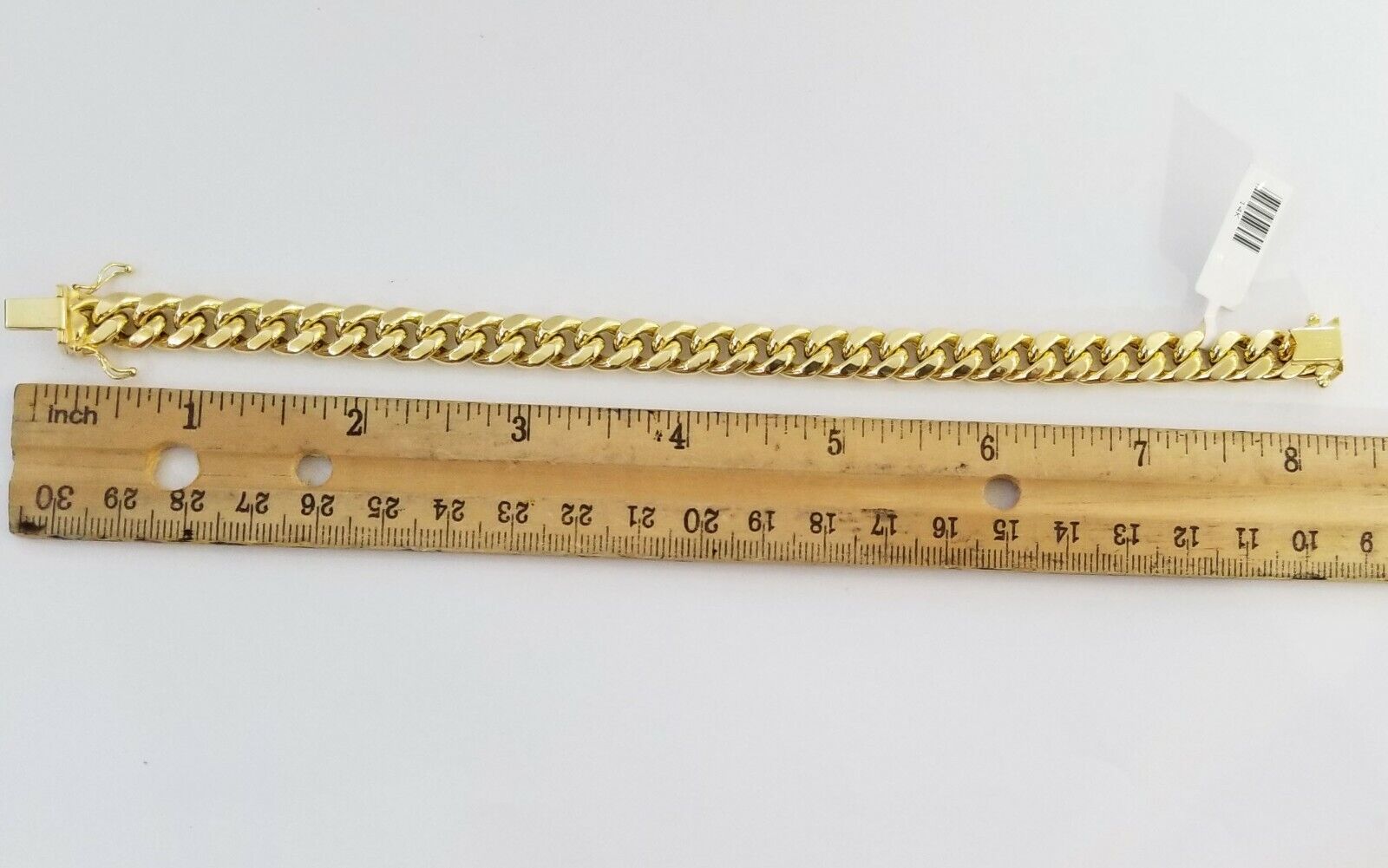 14K Real Gold Bracelet Miami Cuban Link Box Lock 8inch 10kt yellow gold bracelet - GoldenlinQ