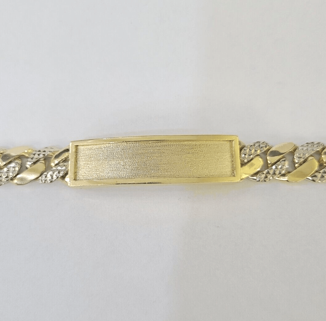 14K Real Gold ID Bracelet Miami Cuban link 12mm 8.5" inches 14kt Diamond Cut - GoldenlinQ