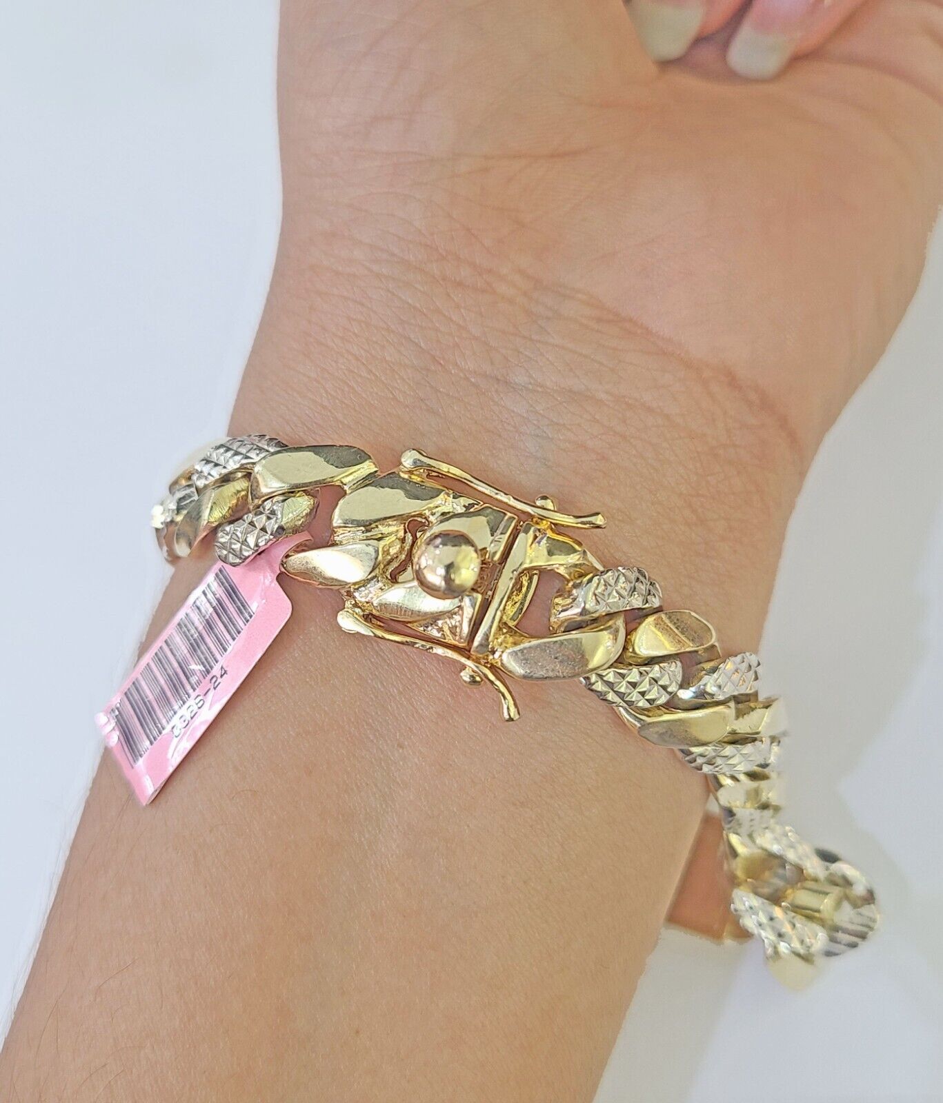 14K Real Gold ID Bracelet Miami Cuban link 12mm 8.5" inches 14kt Diamond Cut - GoldenlinQ