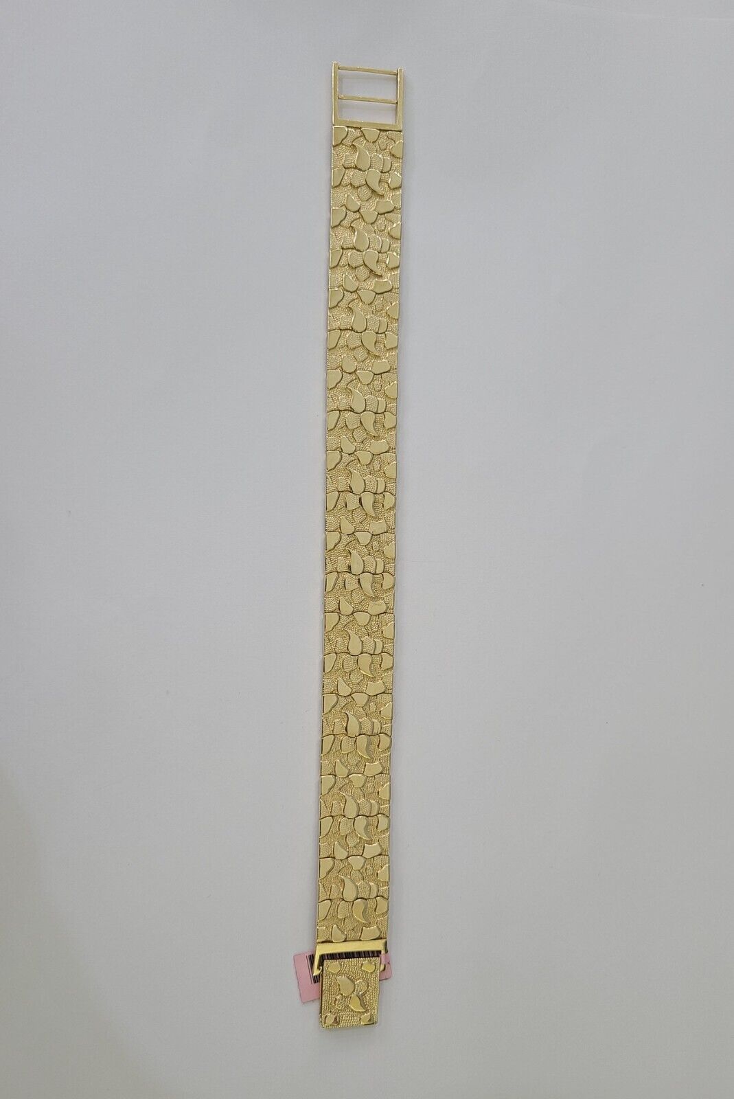 14K REAL Nugget Bracelet Yellow Gold 8.5"Inch 17mm Men Hand Gold 14kt - GoldenlinQ