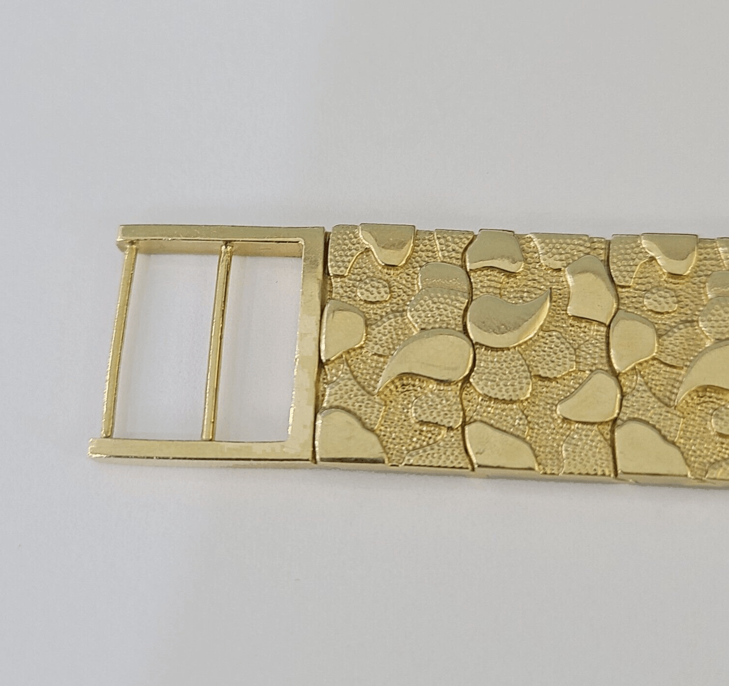 14K REAL Nugget Bracelet Yellow Gold 8.5"Inch 17mm Men Hand Gold 14kt - GoldenlinQ