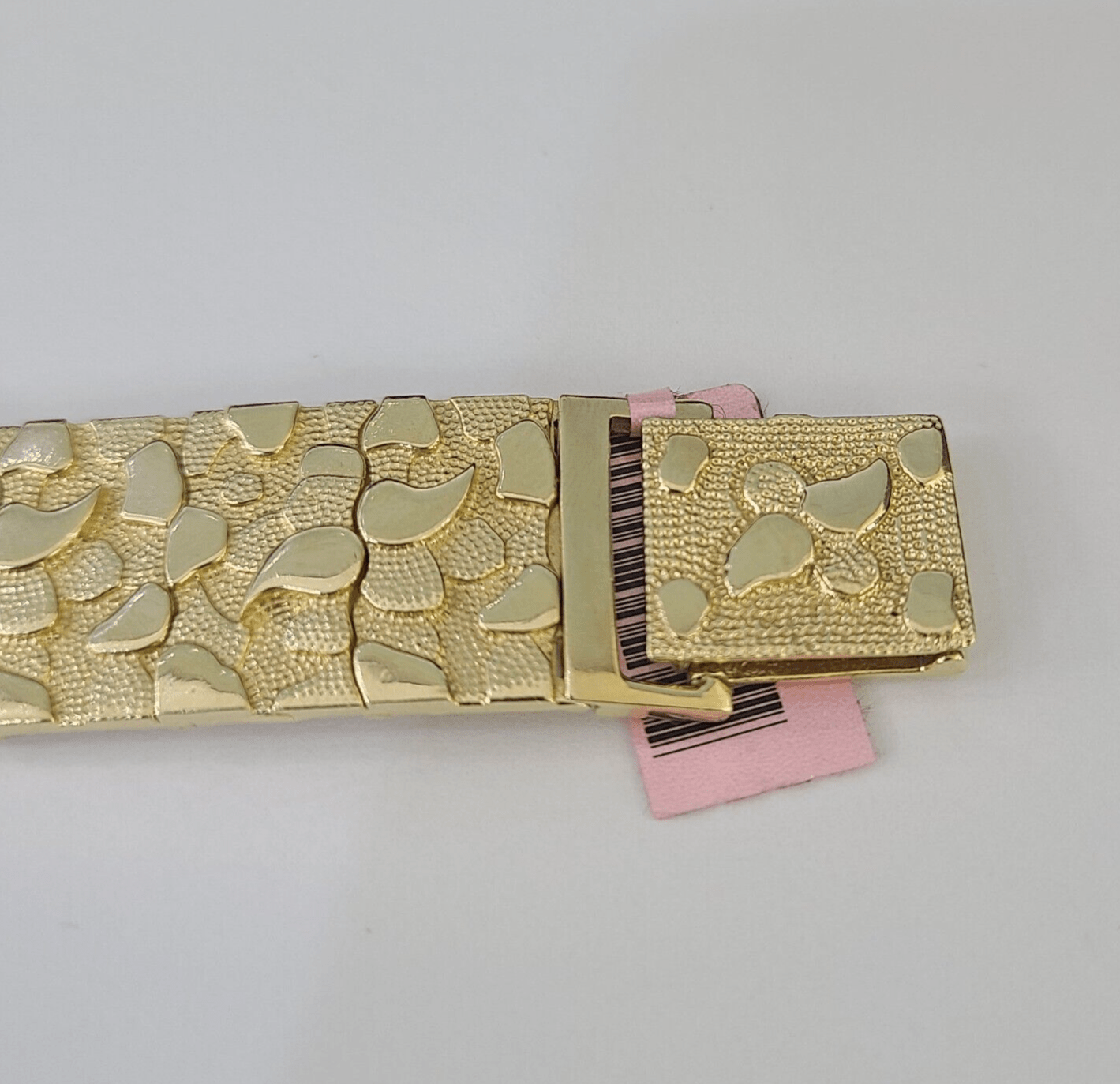 14K REAL Nugget Bracelet Yellow Gold 8.5"Inch 17mm Men Hand Gold 14kt - GoldenlinQ