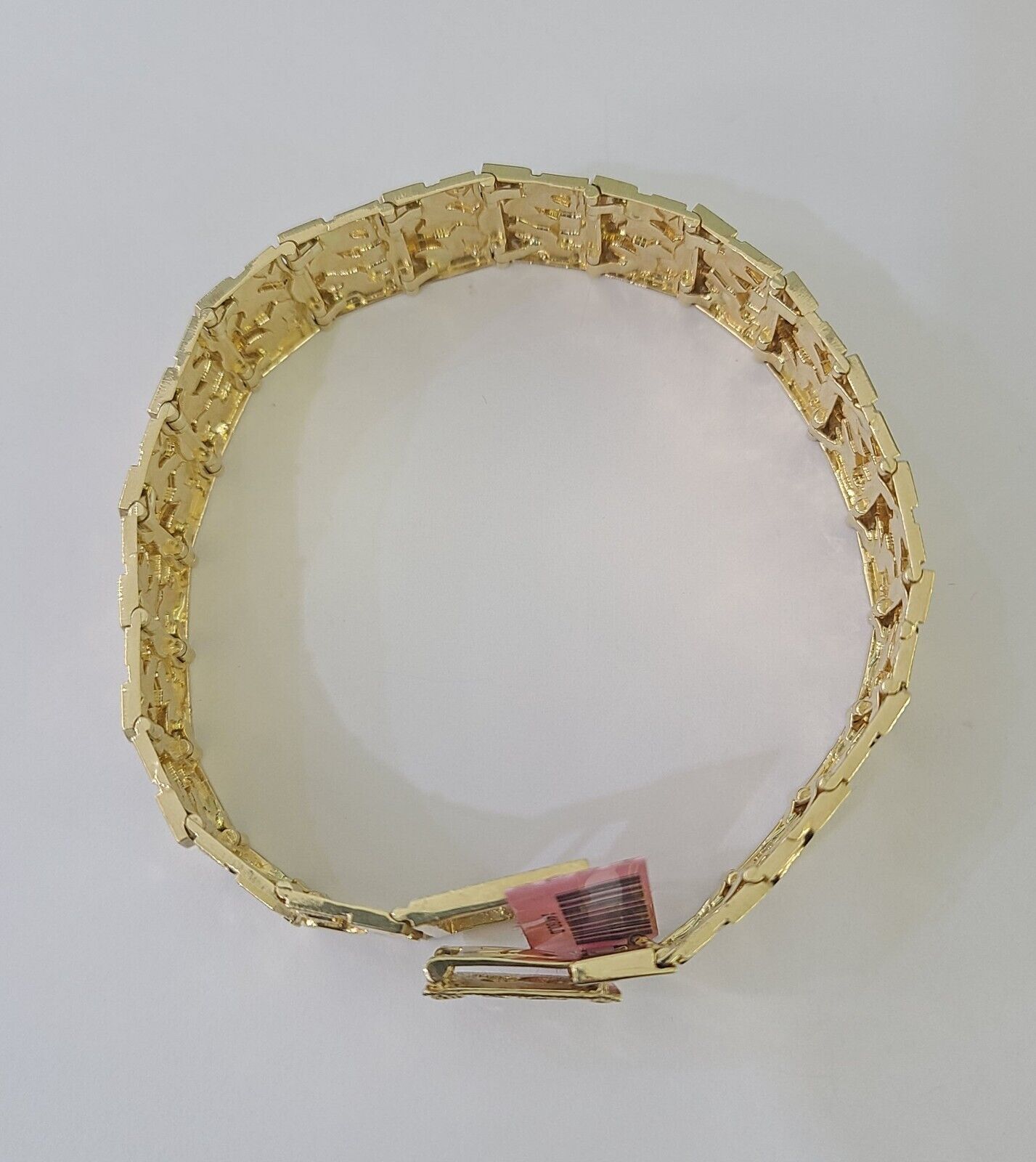 14K REAL Nugget Bracelet Yellow Gold 8.5"Inch 17mm Men Hand Gold 14kt - GoldenlinQ