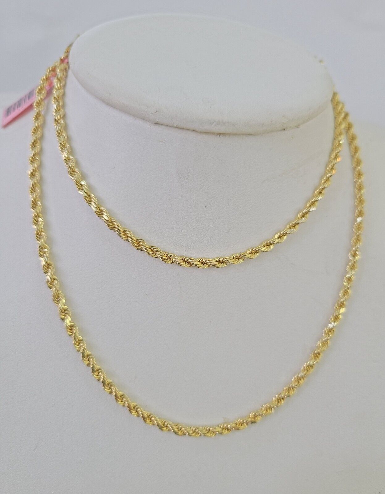 14k Real Rope Chain Yellow Gold 2.5mm 18" - 26" Inch Men Women Genuine Necklace - GoldenlinQ