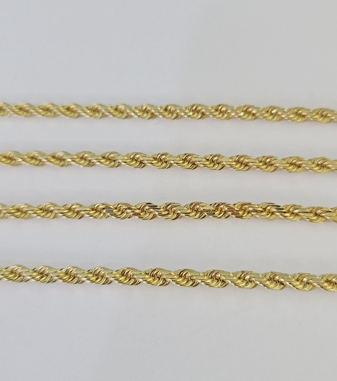 14k Real Rope Chain Yellow Gold 2.5mm 18" - 26" Inch Men Women Genuine Necklace - GoldenlinQ