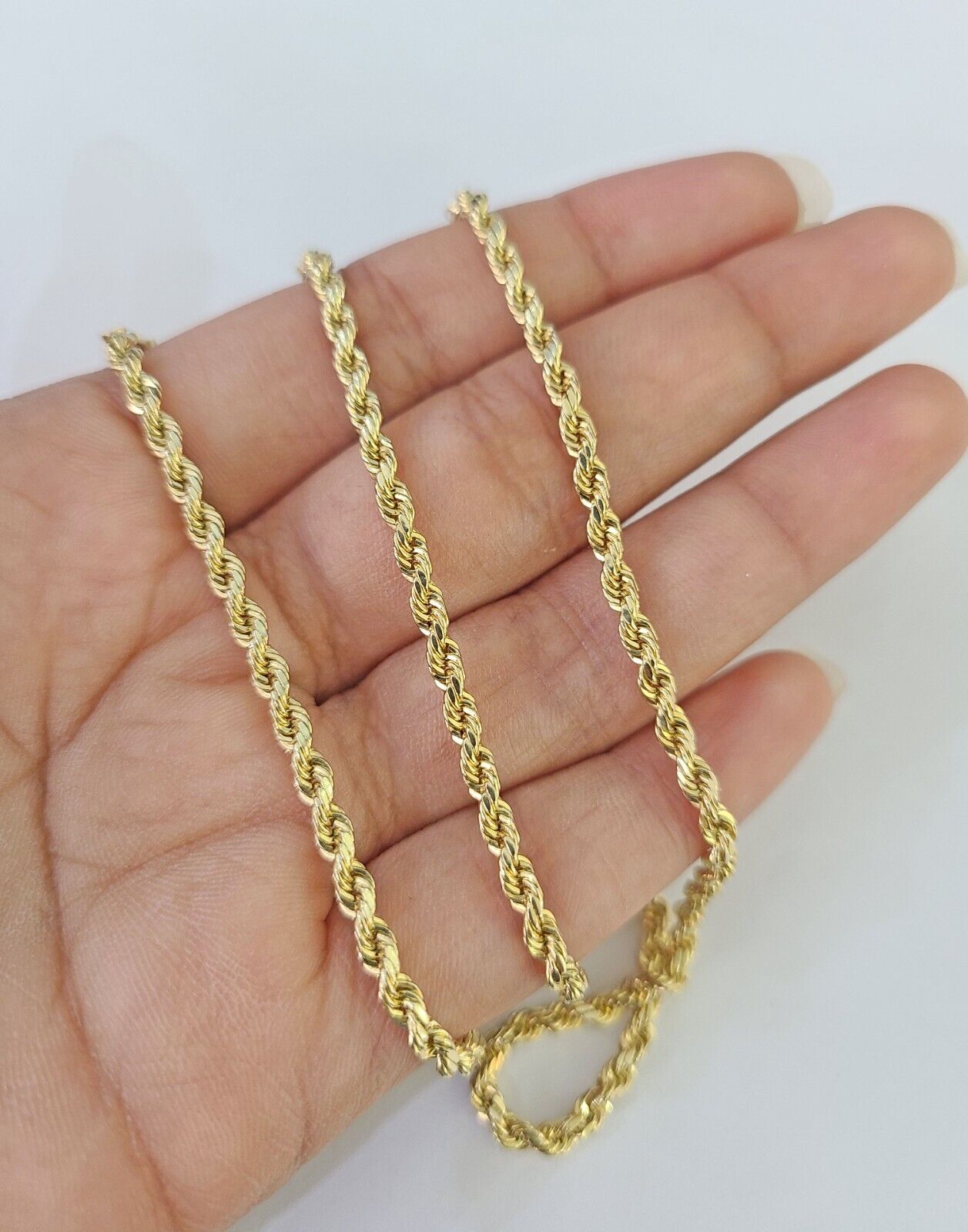 14k Real Rope Chain Yellow Gold 2.5mm 18" - 26" Inch Men Women Genuine Necklace - GoldenlinQ