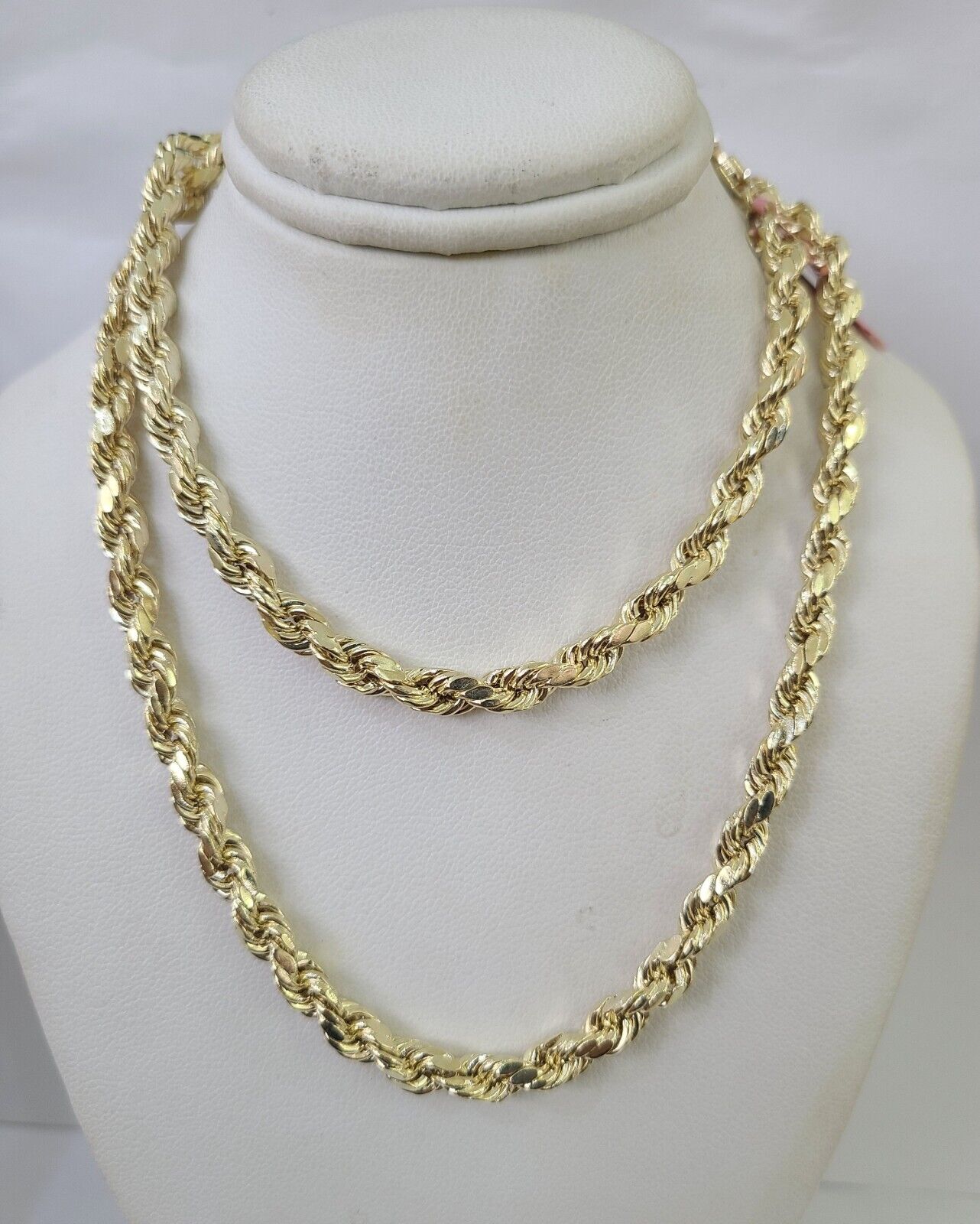 14k Real Rope Chain Yellow Gold 6mm 18" - 28" Inch Men Women Genuine Necklace - GoldenlinQ
