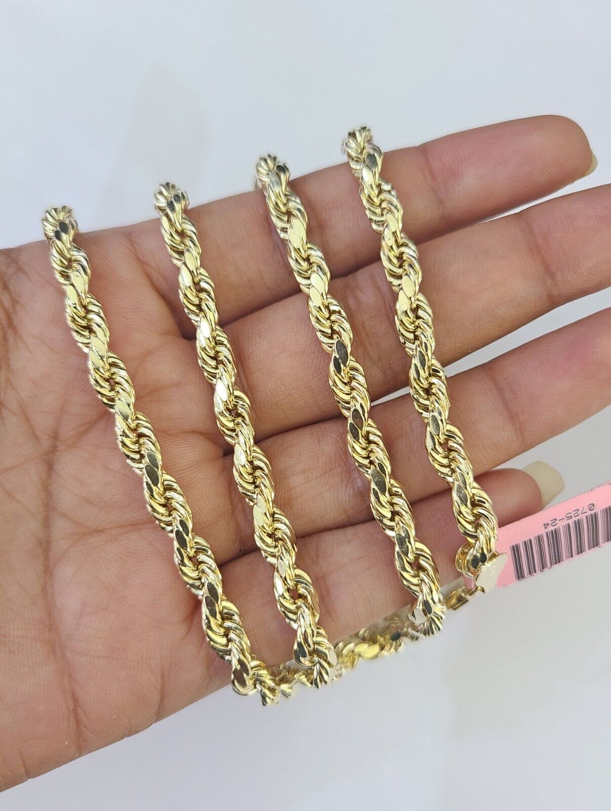 14k Real Rope Chain Yellow Gold 6mm 18" - 28" Inch Men Women Genuine Necklace - GoldenlinQ