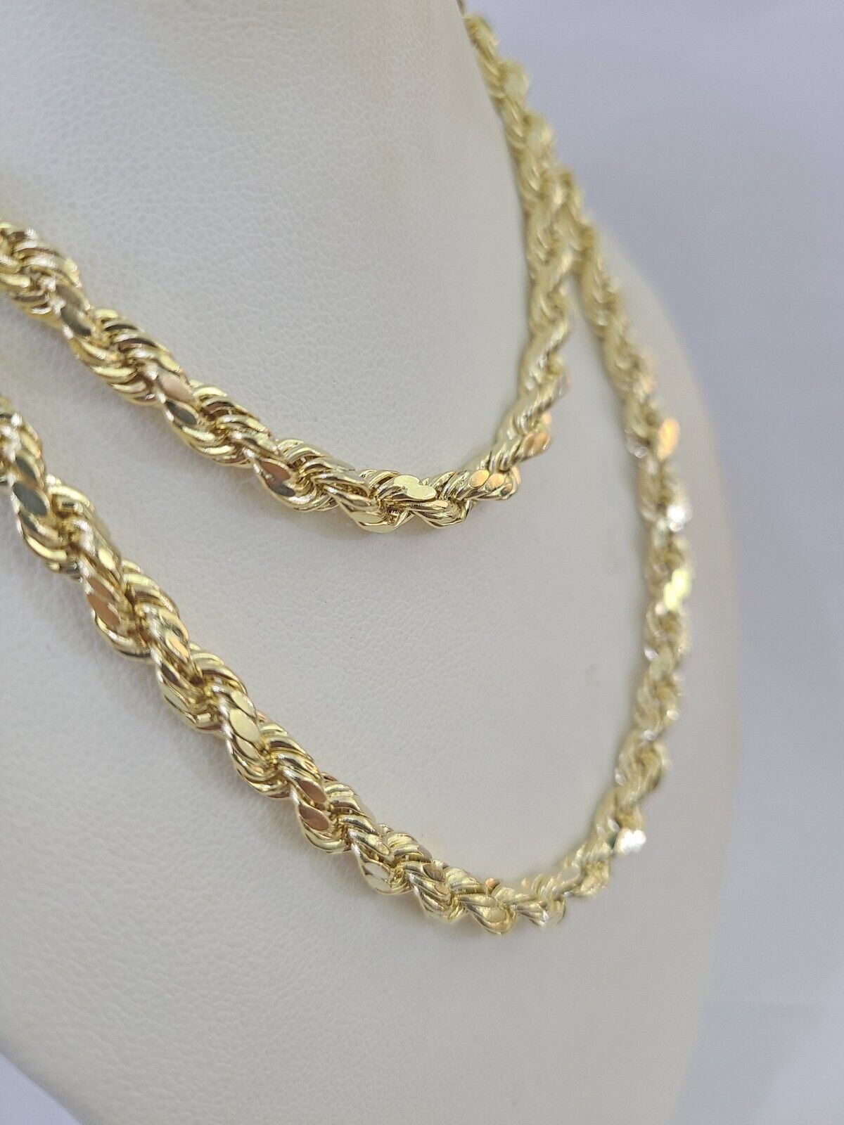 14k Real Rope Chain Yellow Gold 6mm 18" - 28" Inch Men Women Genuine Necklace - GoldenlinQ