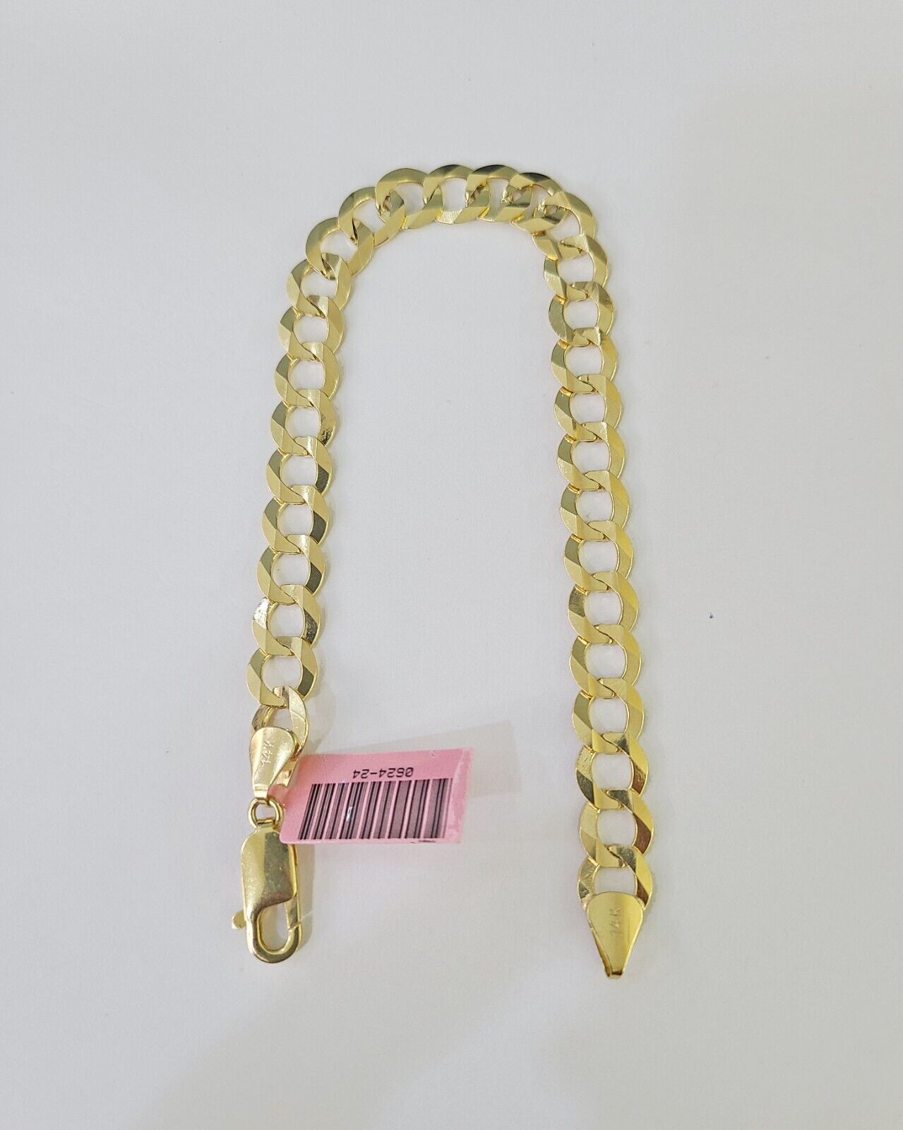 14K Real Solid Cuban Curb Bracelet 8mm Link 9" inch Genuine Yellow Gold - GoldenlinQ