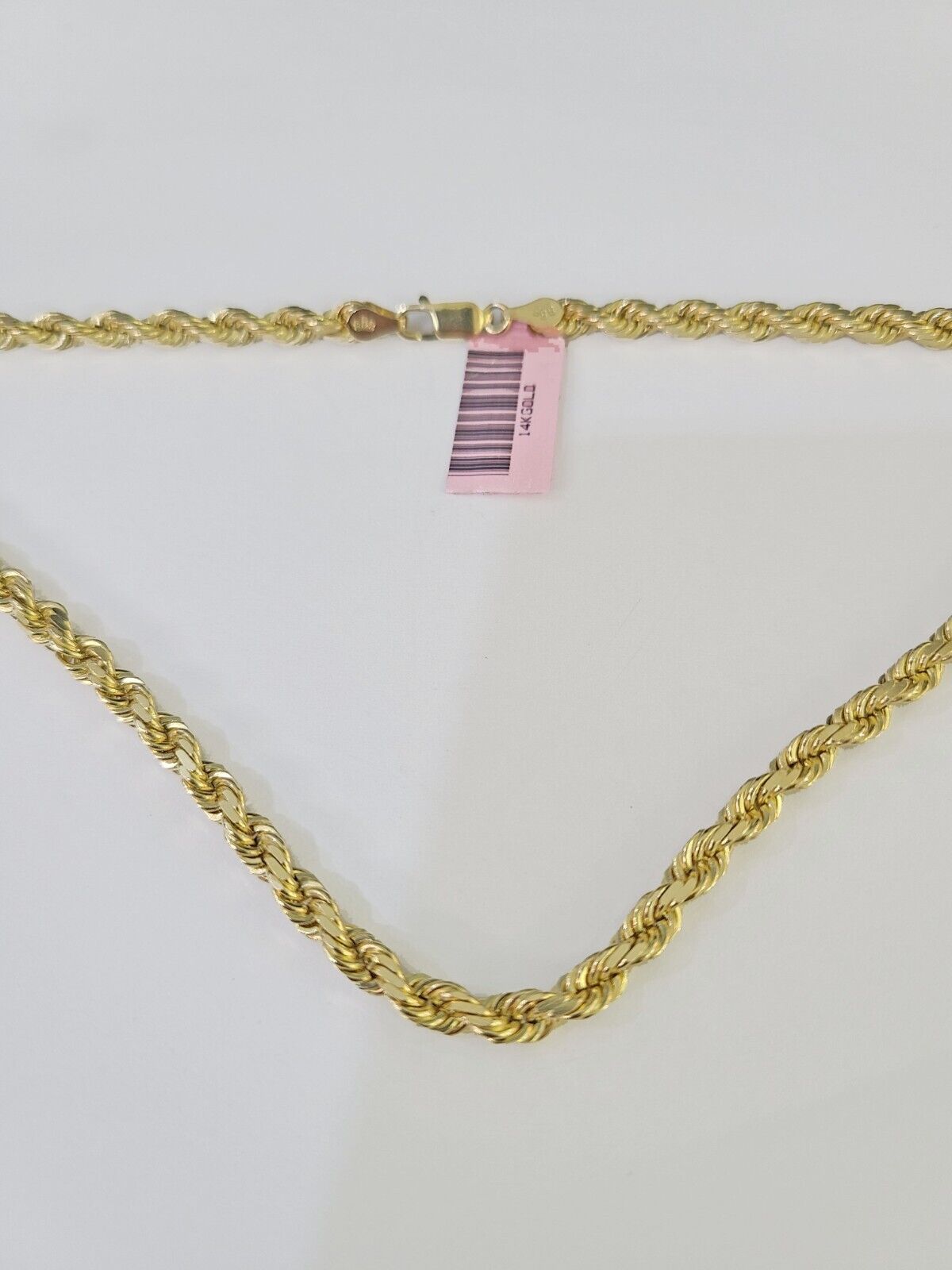 14k Real Solid Rope Chain Yellow Gold 4.5mm 18" - 26" Inch Men Women Genuine - GoldenlinQ