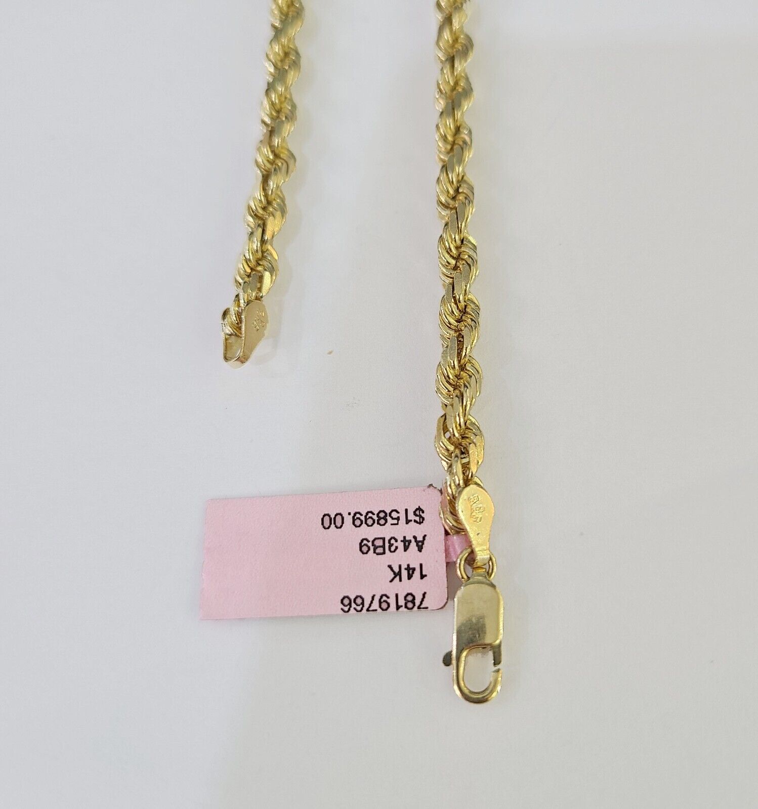 14k Real Solid Rope Chain Yellow Gold 4.5mm 18" - 26" Inch Men Women Genuine - GoldenlinQ