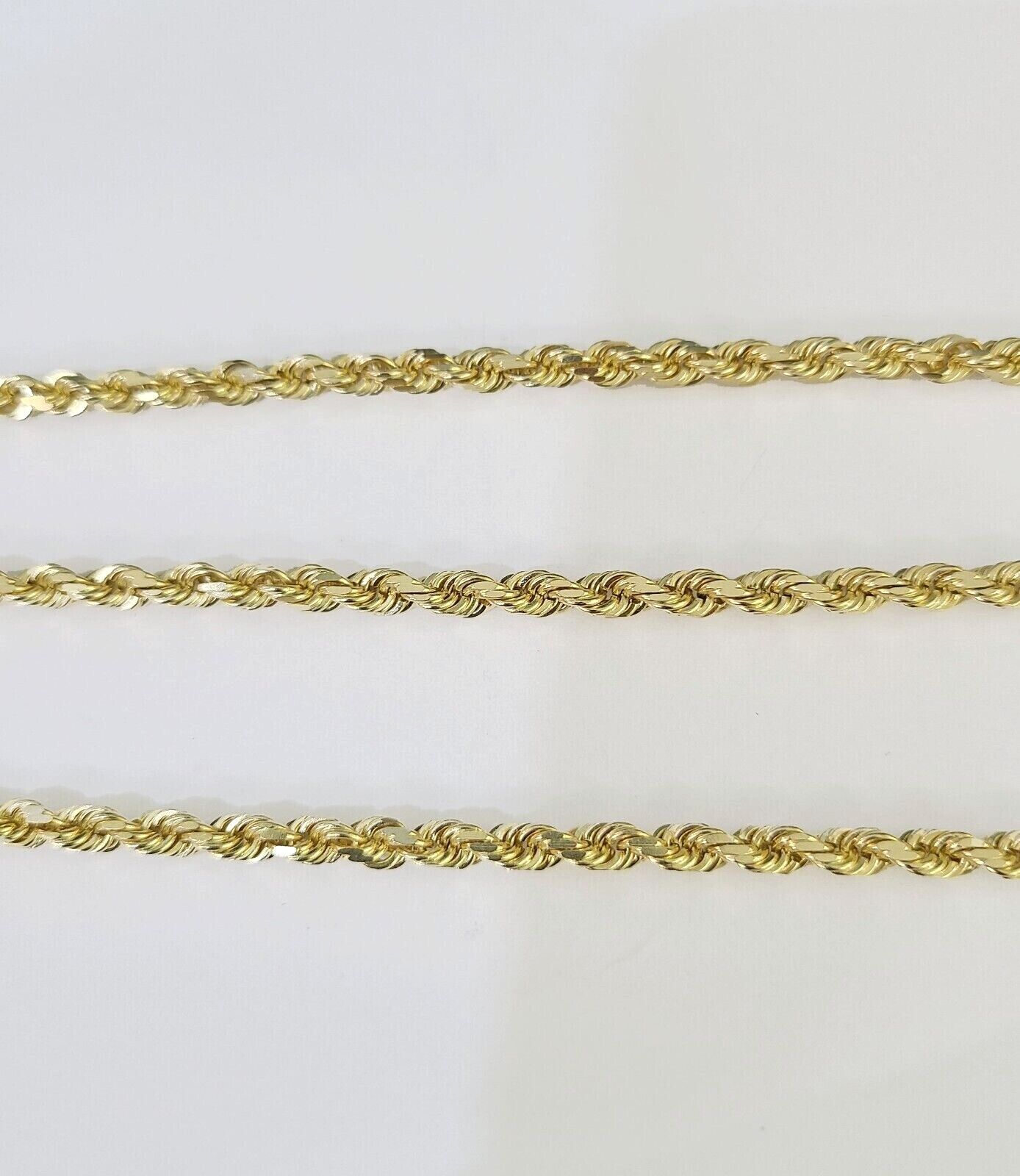 14k Real Solid Rope Chain Yellow Gold 4mm 18" - 26" Inch Men Women Genuine - GoldenlinQ