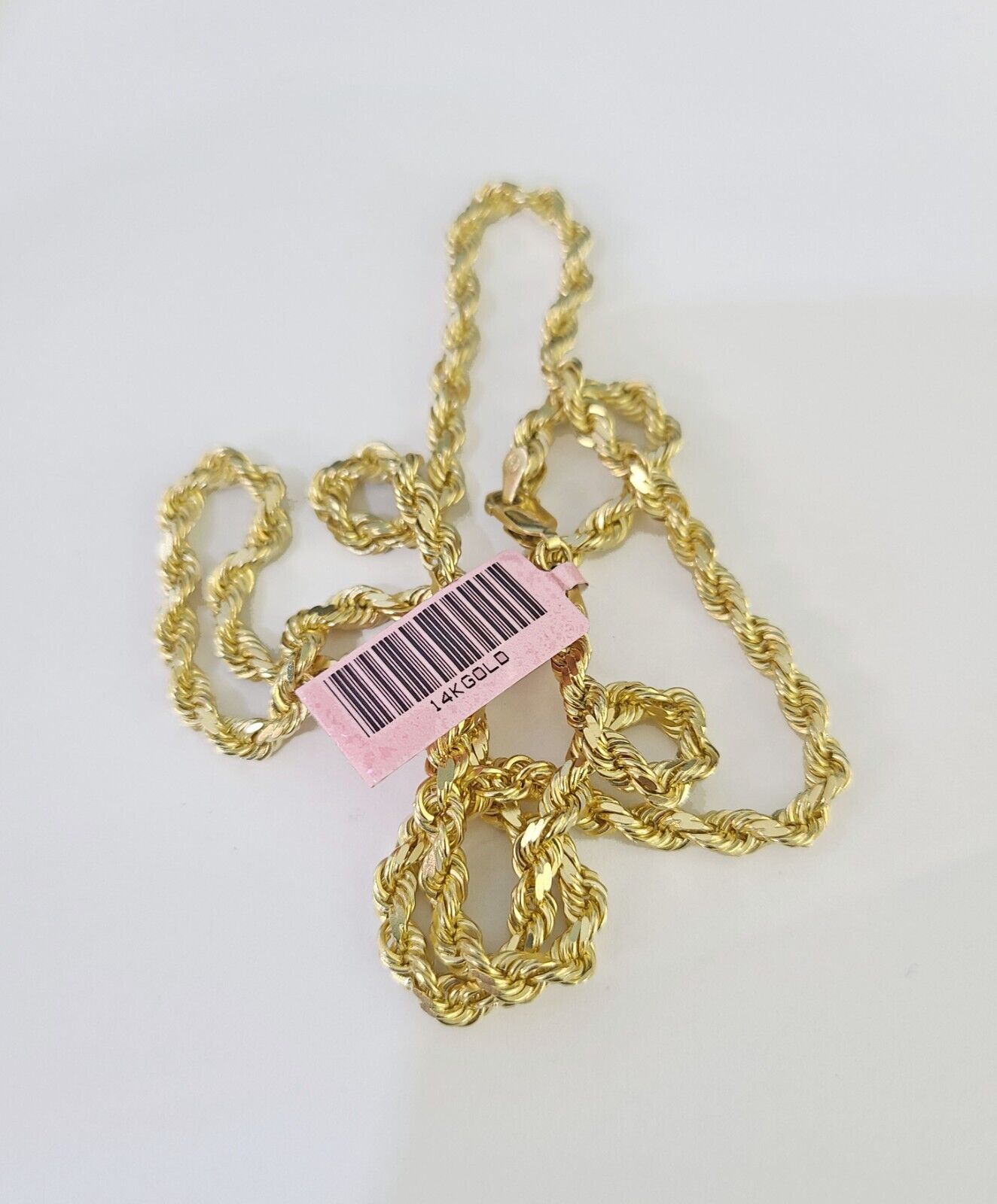 14k Real Solid Rope Chain Yellow Gold 4mm 18" - 26" Inch Men Women Genuine - GoldenlinQ