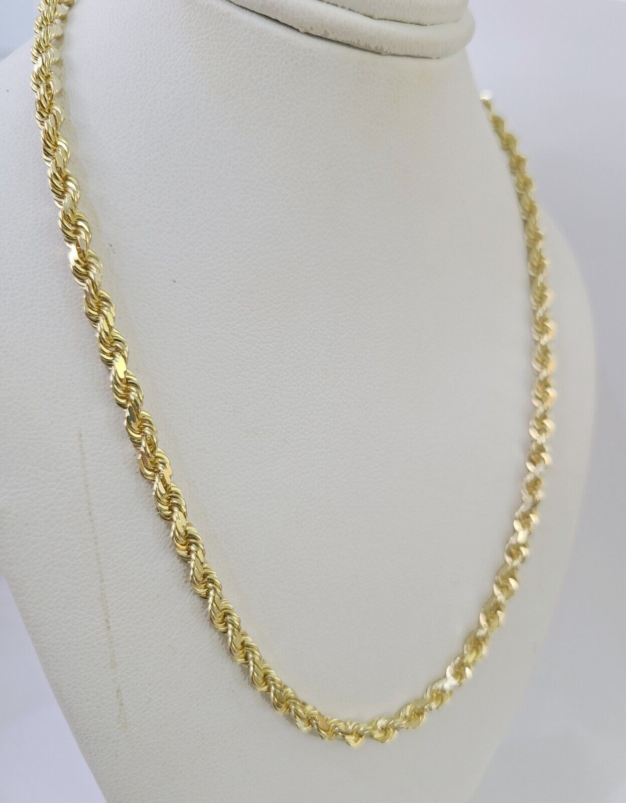 14k Real Solid Rope Chain Yellow Gold 4mm 18" - 26" Inch Men Women Genuine - GoldenlinQ