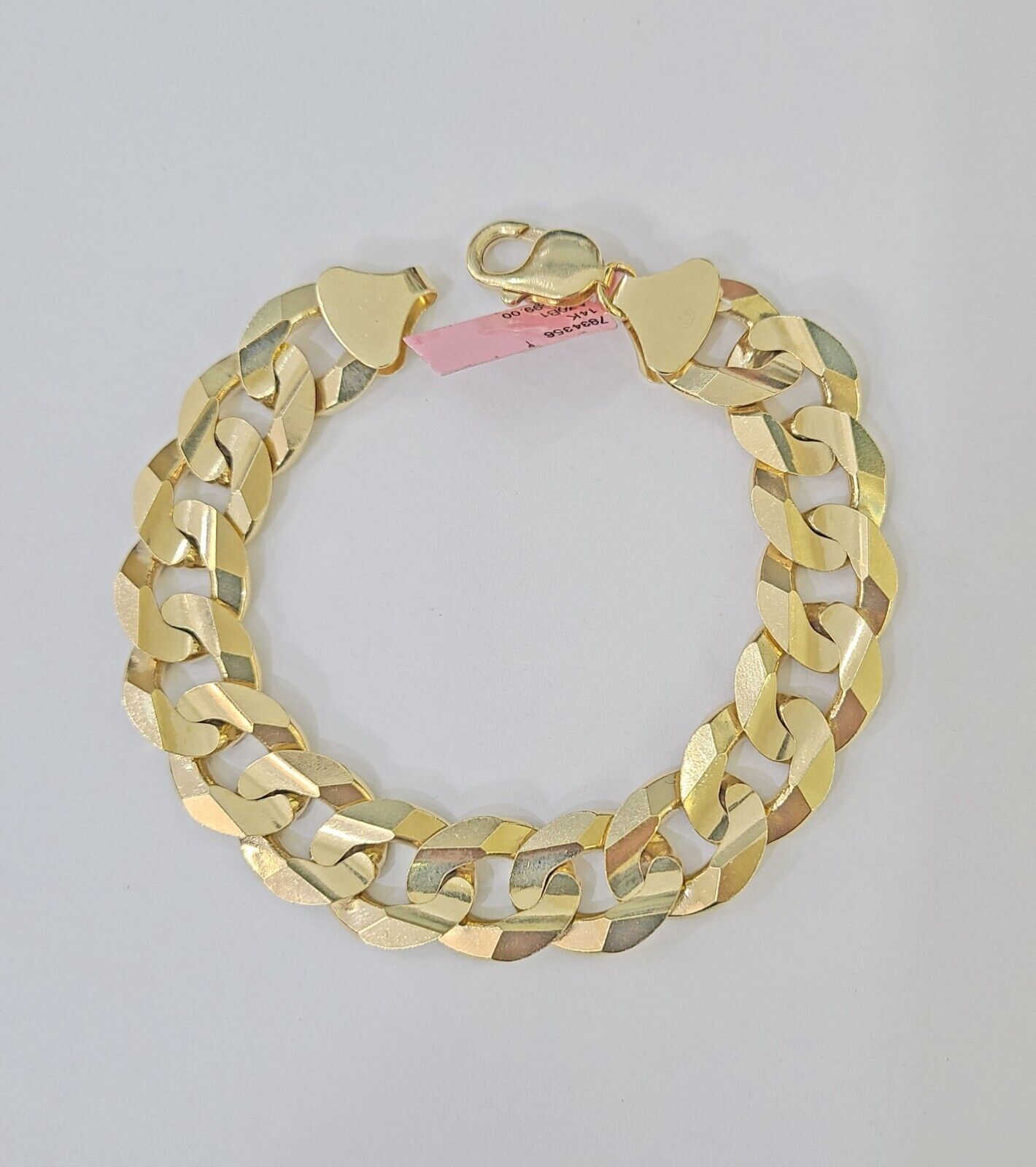 14K Real Yellow Gold Cuban Curb Bracelet 15mm Link 9" inch Genuine - GoldenlinQ