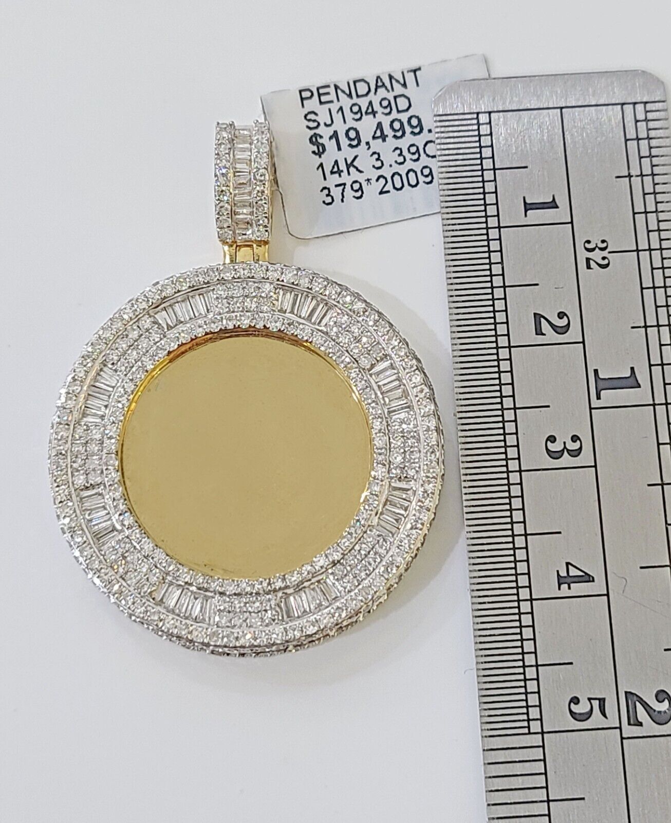 14k Real Yellow Gold Diamond Circular Memory Pendant Charm - GoldenlinQ