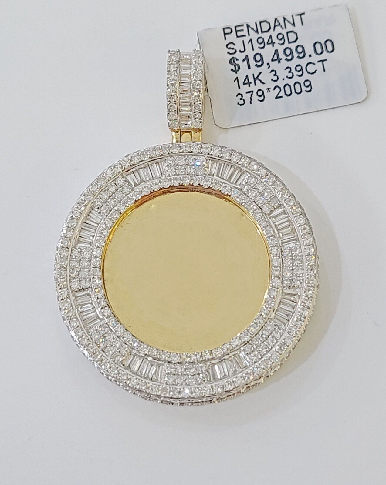 14k Real Yellow Gold Diamond Circular Memory Pendant Charm - GoldenlinQ