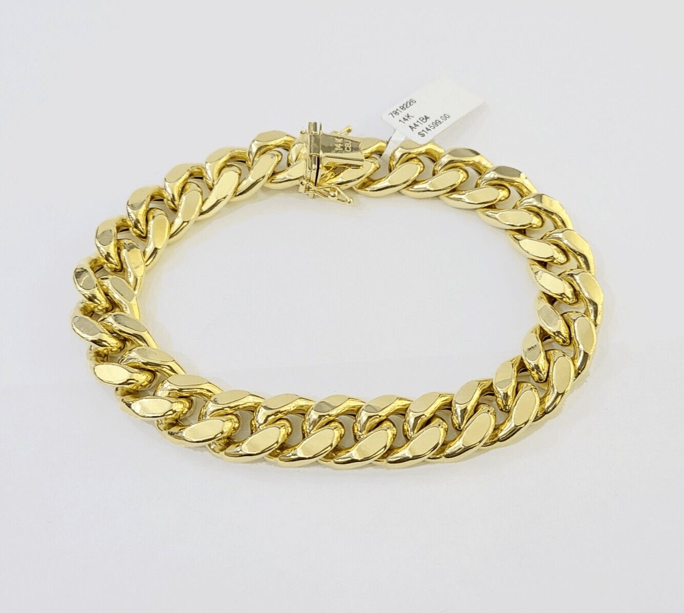 14K Real Yellow Gold Miami Cuban Bracelet 12 mm Link 9" inch 14K - GoldenlinQ