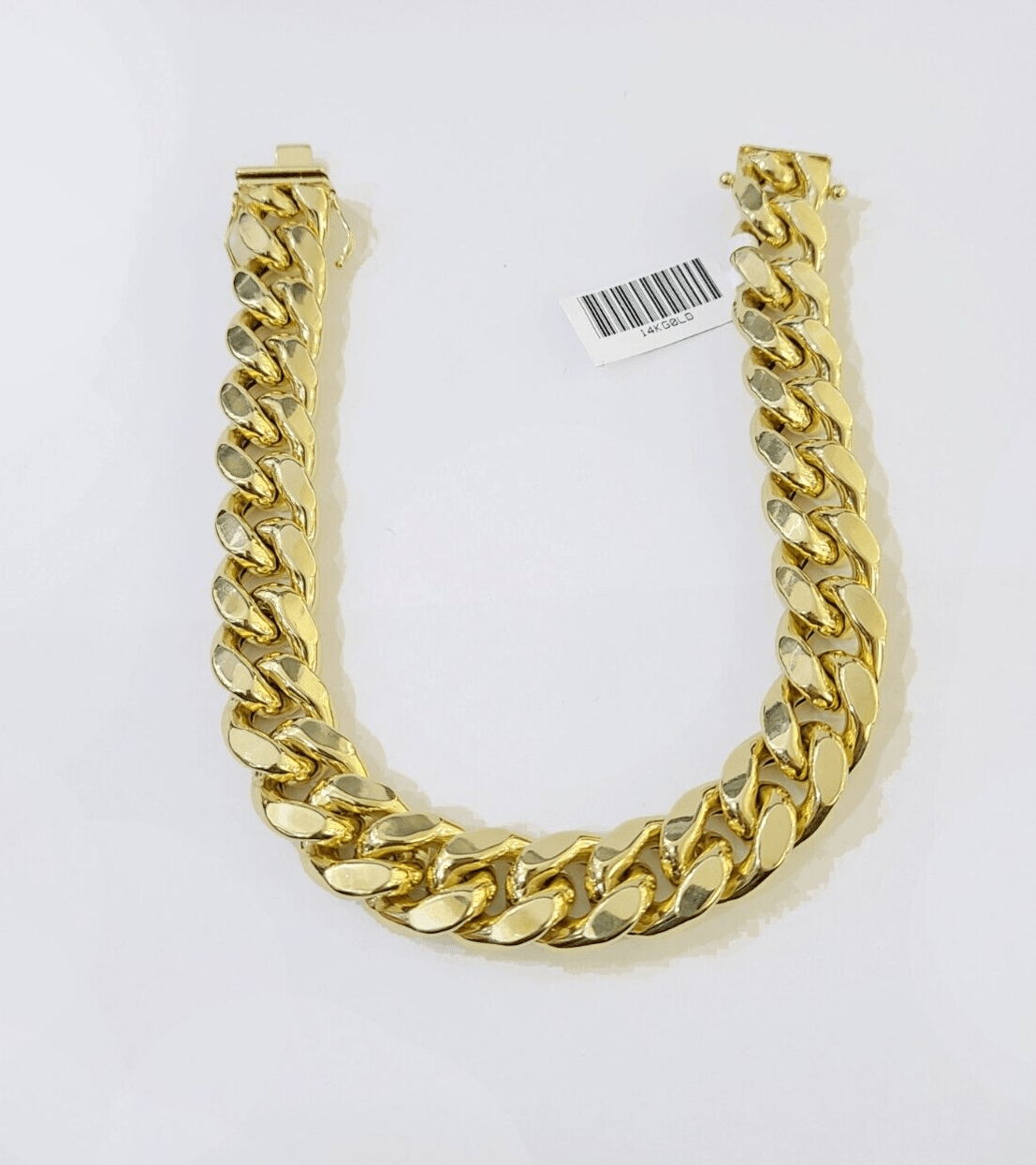 14K Real Yellow Gold Miami Cuban Bracelet 12 mm Link 9" inch 14K - GoldenlinQ