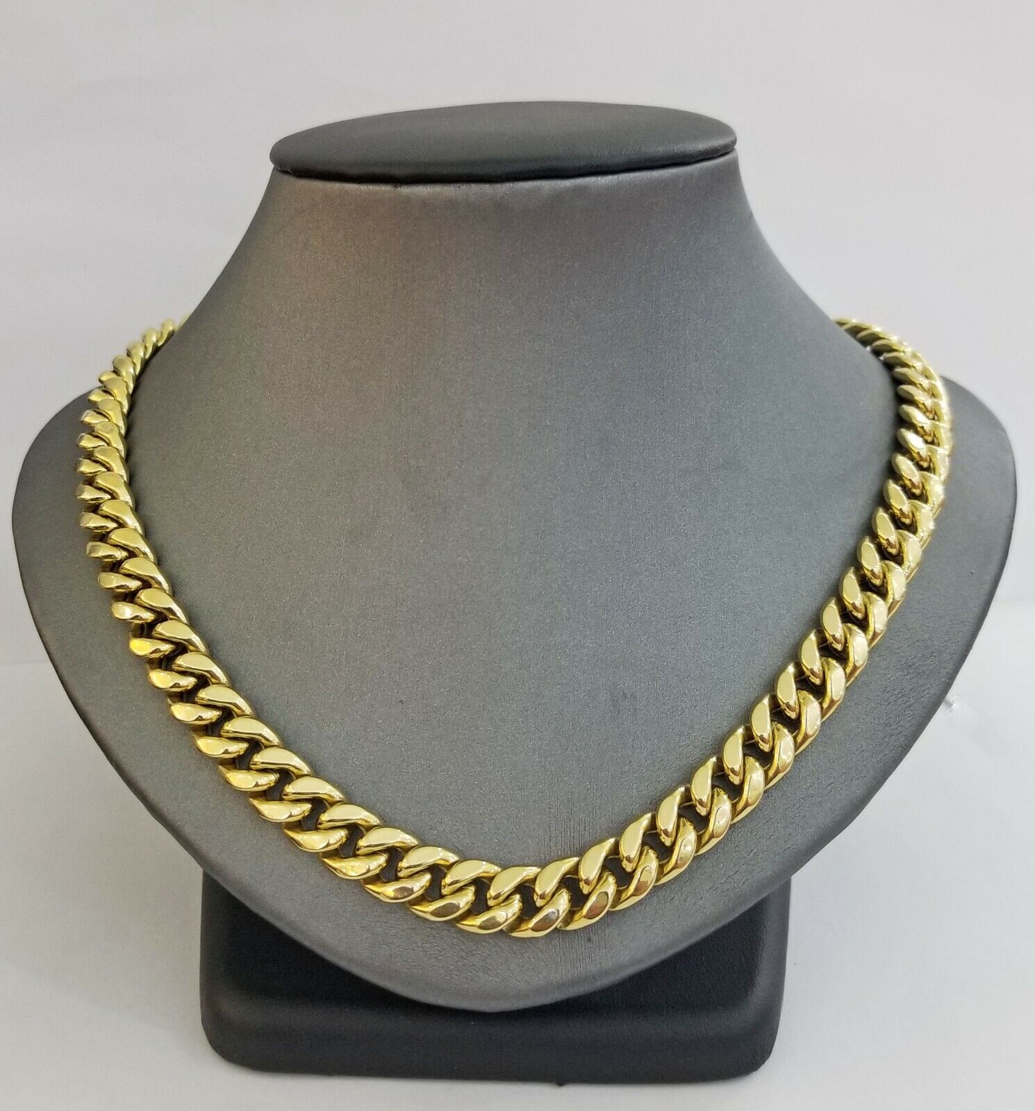 14k REAL Yellow Gold Necklace 26" Inch 10mm Miami Cuban Box Lock Men 14kt - GoldenlinQ
