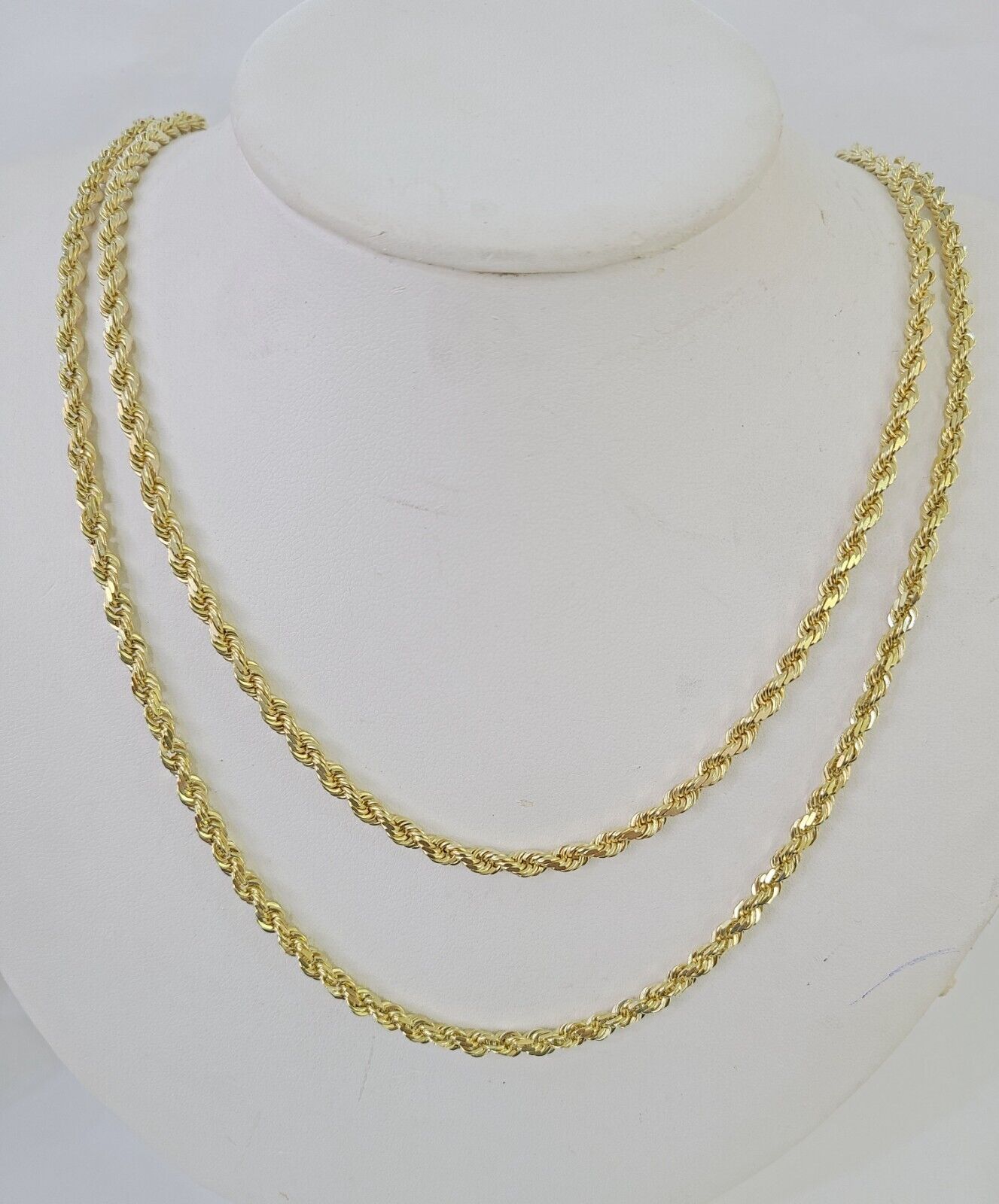 14k Rope Chain Solid Yellow Gold 3mm 18" - 26" Inch Men Women Genuine Necklace - GoldenlinQ