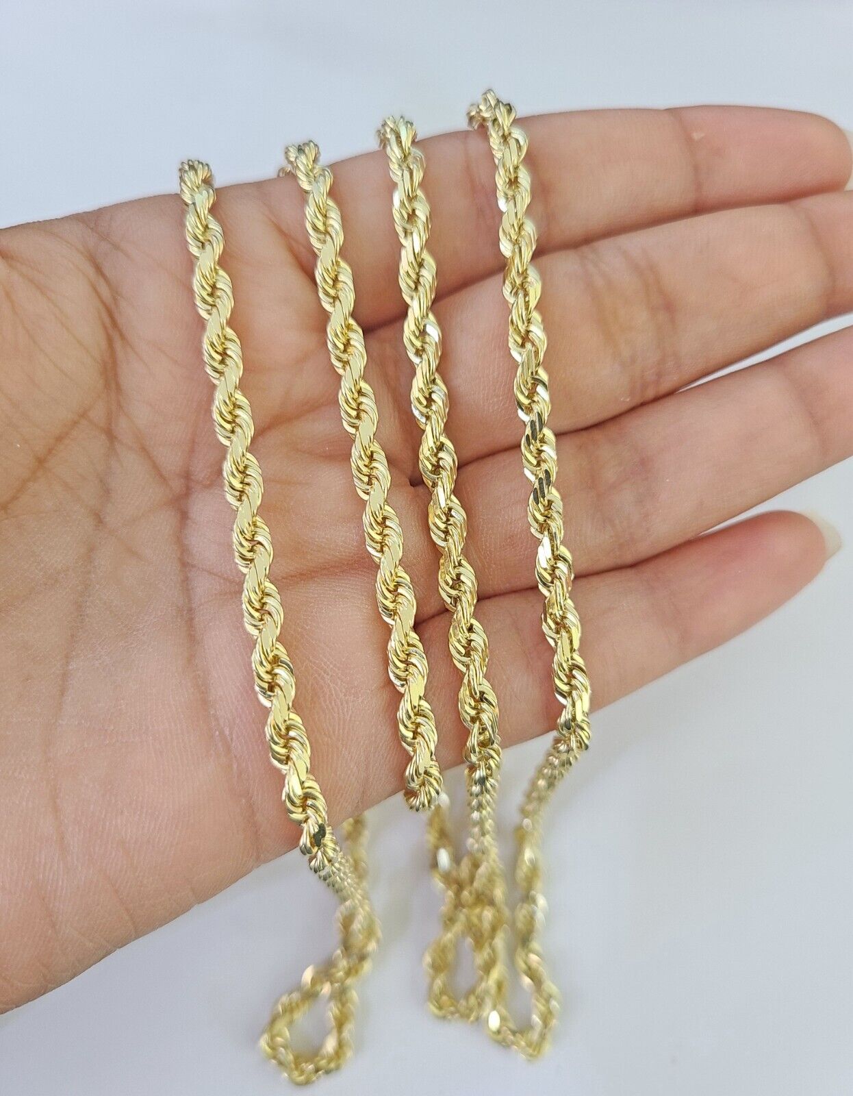 14k Rope Chain Solid Yellow Gold 3mm 18" - 26" Inch Men Women Genuine Necklace - GoldenlinQ