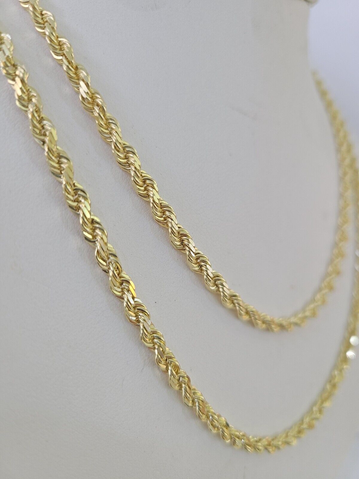 14k Rope Chain Solid Yellow Gold 3mm 18" - 26" Inch Men Women Genuine Necklace - GoldenlinQ