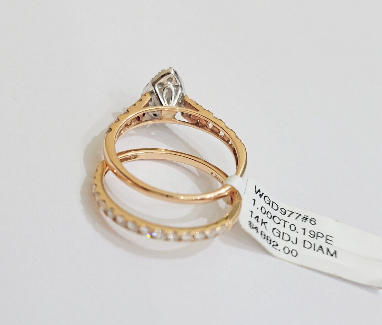 14k Rose Gold Diamond Ring & Band Set Ladies 1CT Wedding Engagement Solid REAL - GoldenLinQ