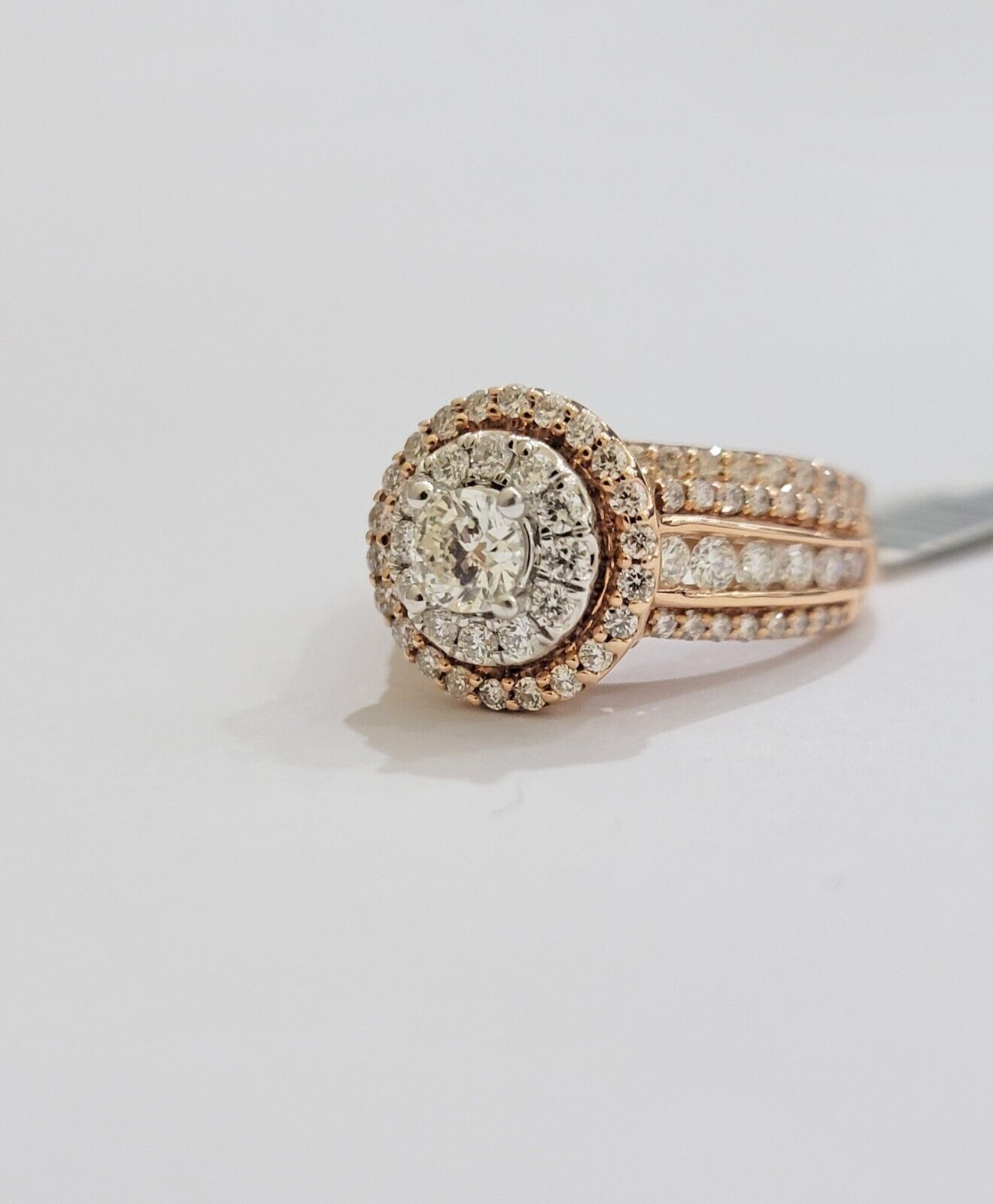 14k Rose Gold Diamond Ring & Band Set Ladies 2CTW Wedding Engagement Solid REAL - GoldenLinQ