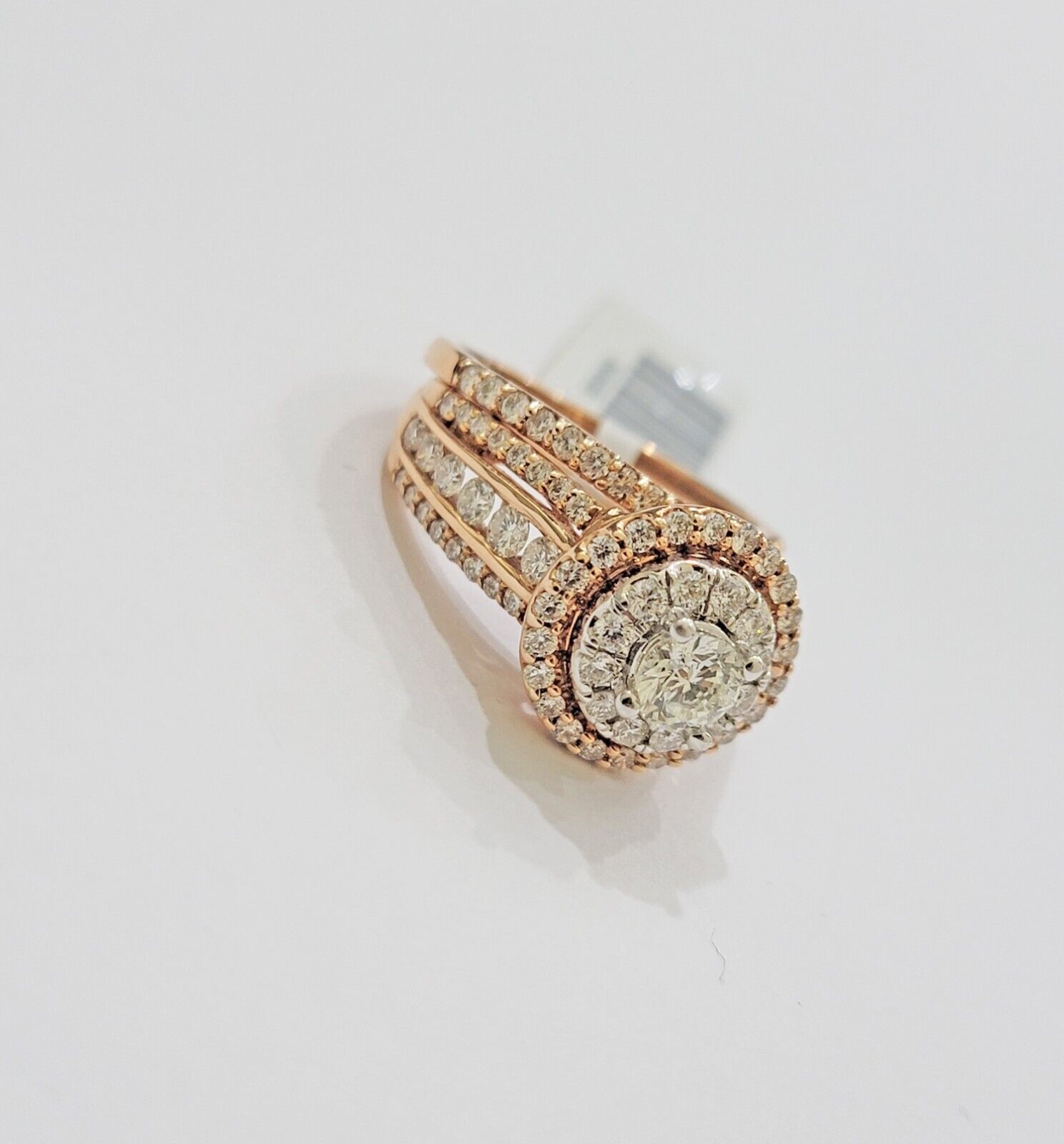 14k Rose Gold Diamond Ring & Band Set Ladies 2CTW Wedding Engagement Solid REAL - GoldenLinQ