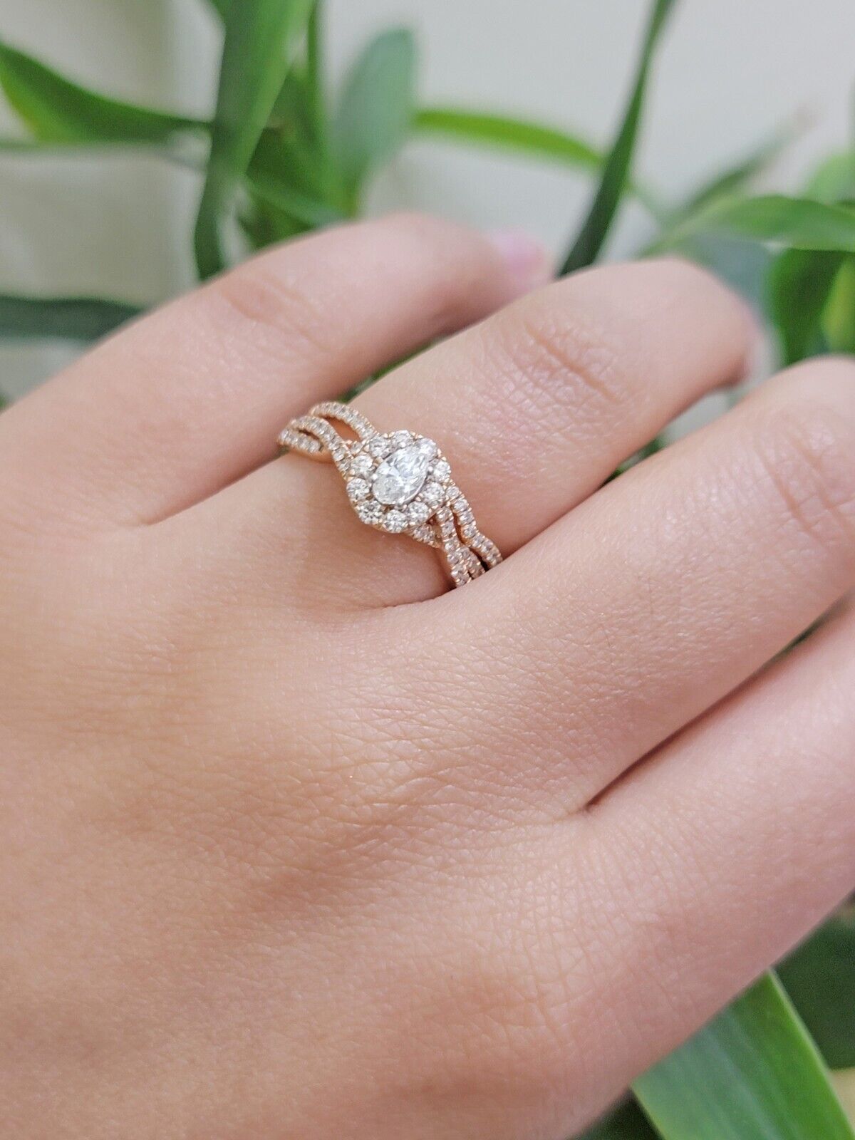 14k Rose Gold Diamond Ring Band Set Ladies Wedding Engagement Anniversary ,Solid - GoldenLinQ
