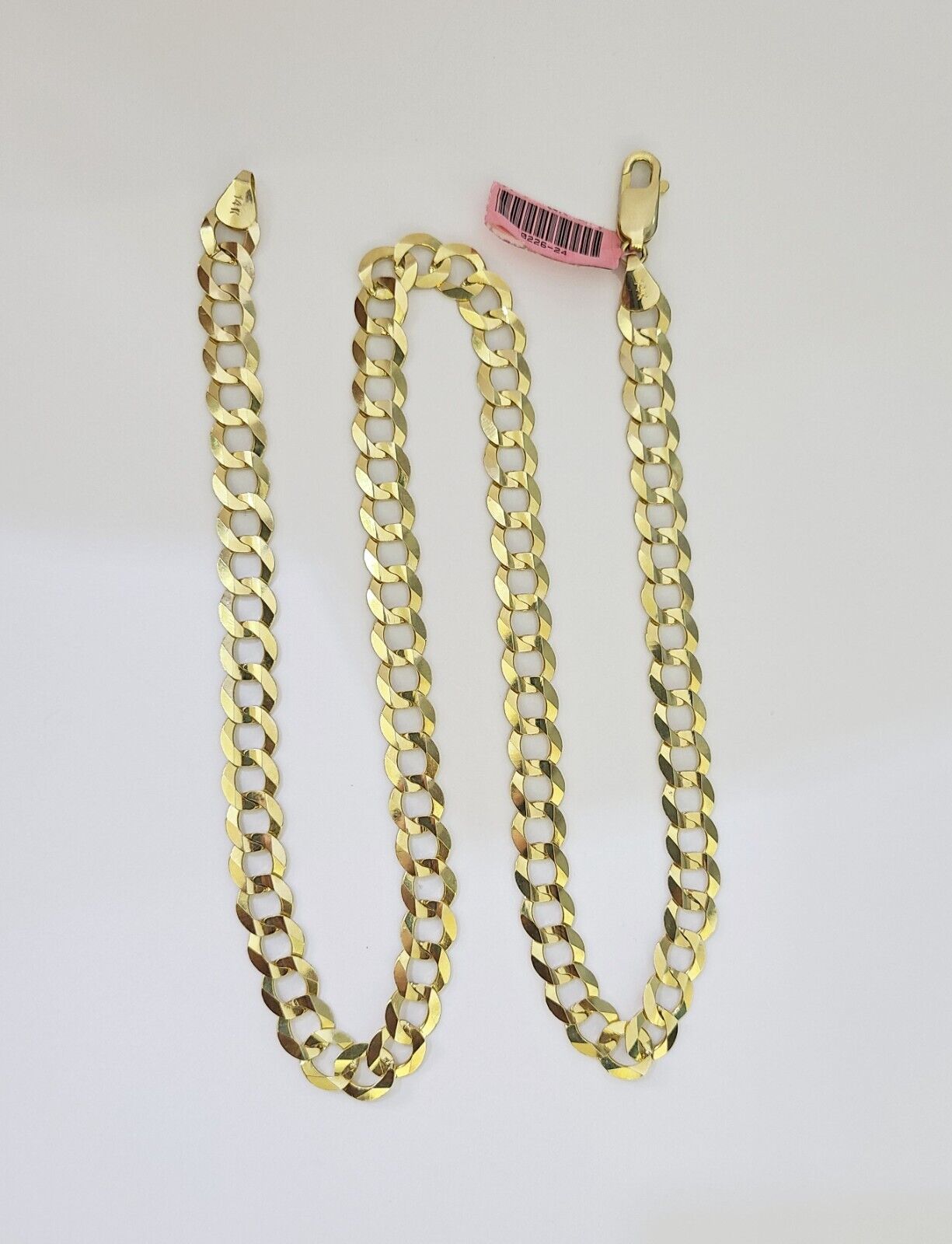 14k Solid Cuban Curb Link Chain 8mm 22 inch Yellow Gold Real Necklace - GoldenlinQ
