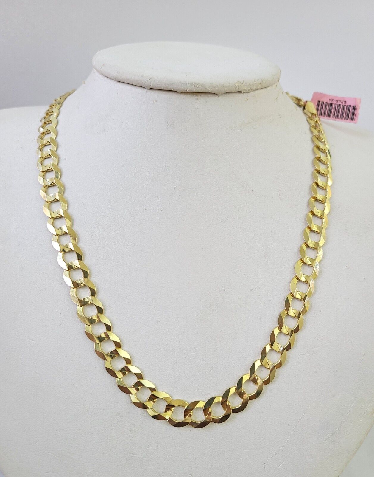 14k Solid Cuban Curb Link Chain 8mm 22 inch Yellow Gold Real Necklace - GoldenlinQ