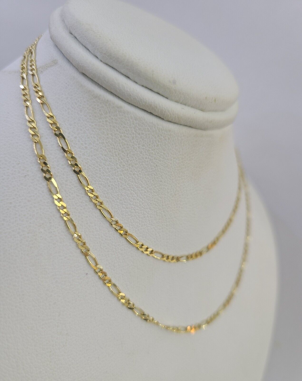 14k Solid Figaro Chain Necklace Yellow Gold 1mm Female 20" Real - GoldenlinQ