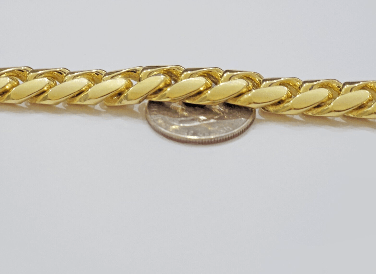 14k Solid Gold bracelet Miami Cuban Link 9 Inch 13mm Mens REAL 14 KT SOLID HEAVY - Reva Jeweler
