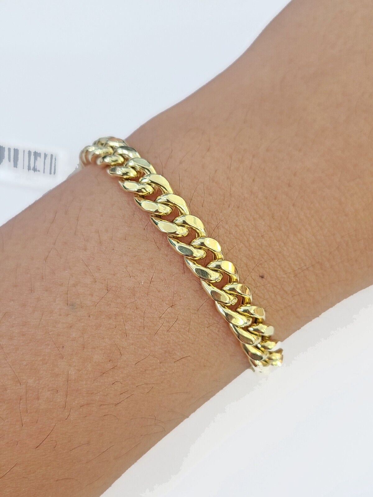 14K Solid Gold Miami Cuban Bracelet 8" Inch 7mm 14K Box Clasp Link - GoldenlinQ