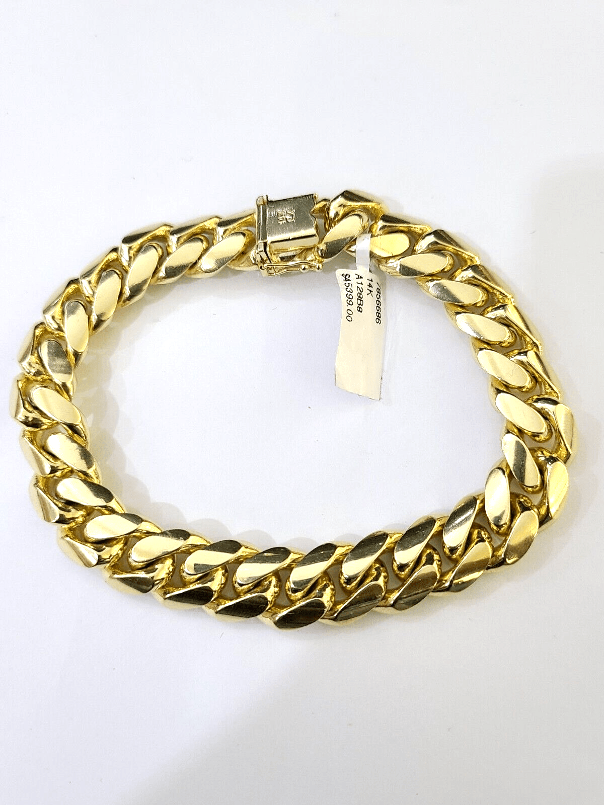 14K Solid Gold Miami Cuban Bracelet 9.5" Inch 13mm 14K Box Clasp Link - GoldenlinQ