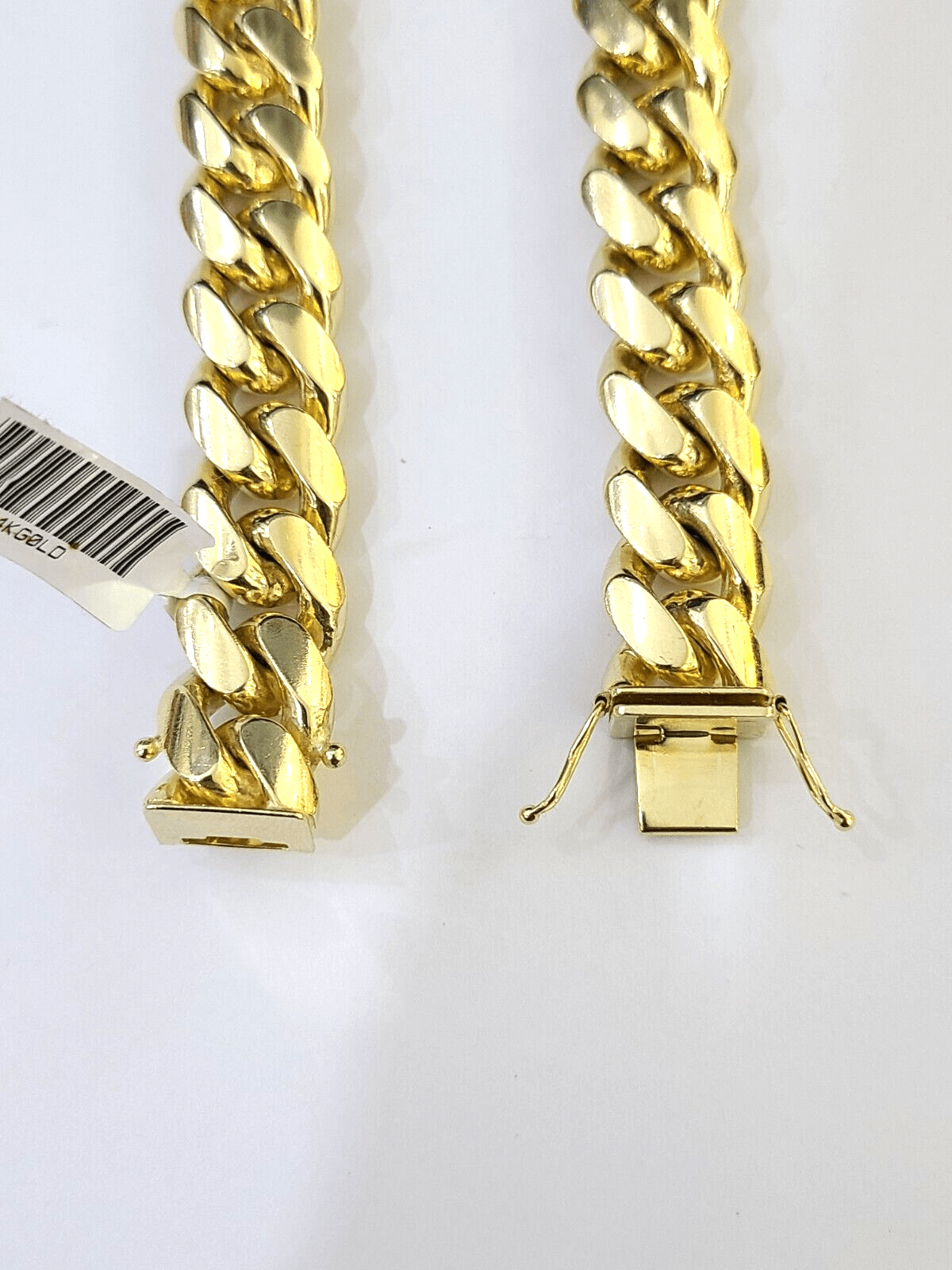 14K Solid Gold Miami Cuban Bracelet 9.5" Inch 13mm 14K Box Clasp Link - GoldenlinQ